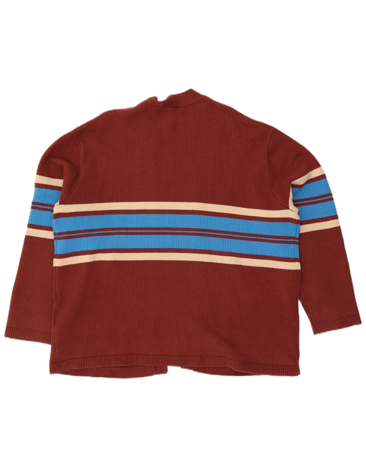 Levi's Womens Relaxed Open Cardigan Sweater UK 18 XL Maroon Striped Cotton - Image 2