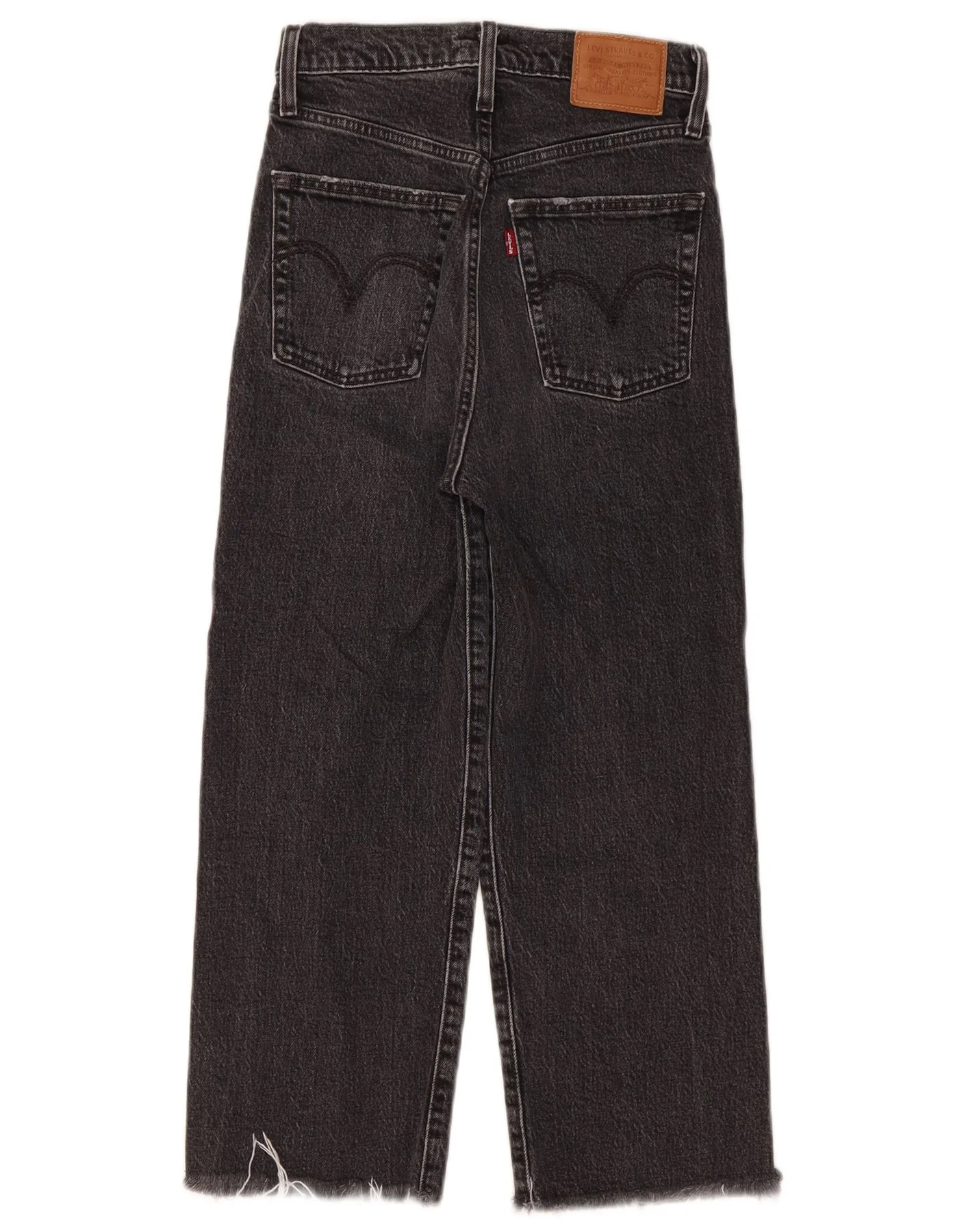 Levi's Womens Ribcage Distressed Straight Jeans W25 L21 Black Cotton - Image 2