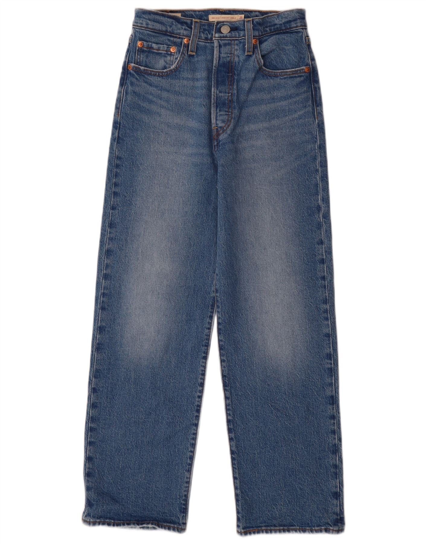 Levi's Womens Ribcage Straight Jeans W25 L27 Blue Cotton
