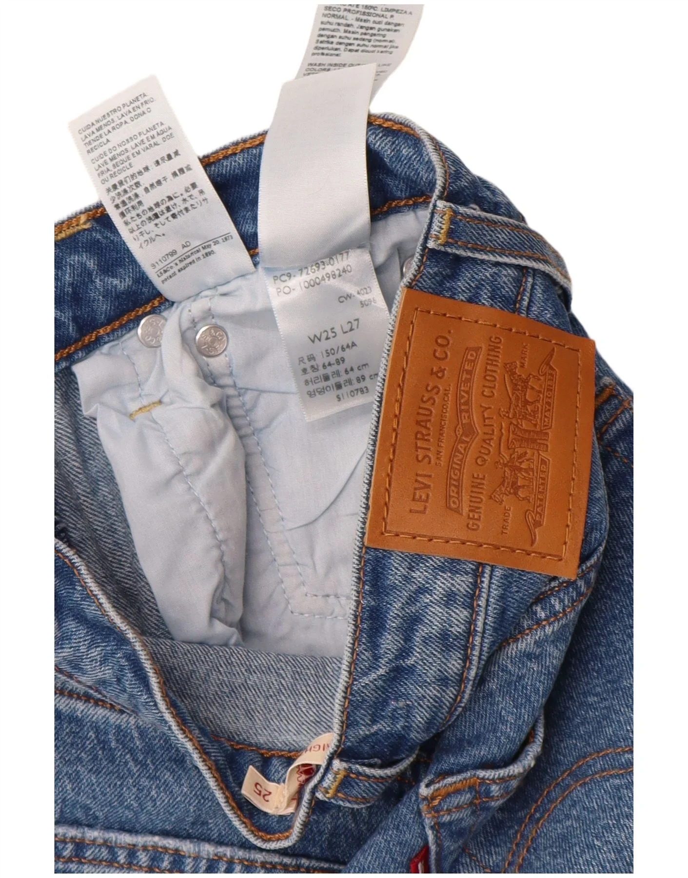 Levi's Womens Ribcage Straight Jeans W25 L27 Blue Cotton - Image 3