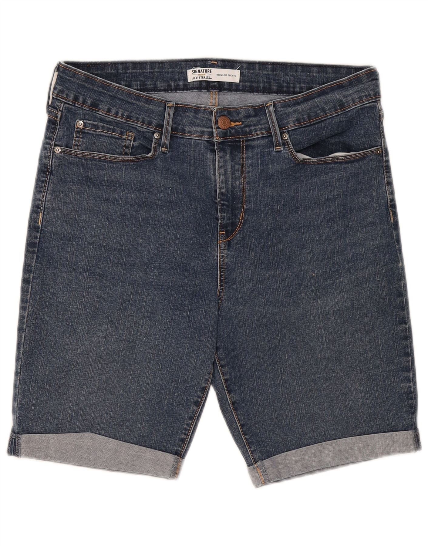 Levi's Womens Signature Bermuda Denim Shorts US 12 Large W31 Blue Cotton