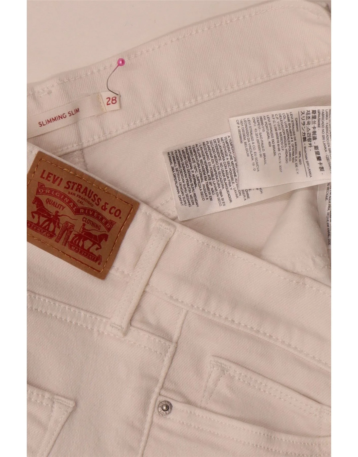 Levi's Womens Slimming Slim Jeans W28 L31 White Cotton - Image 4