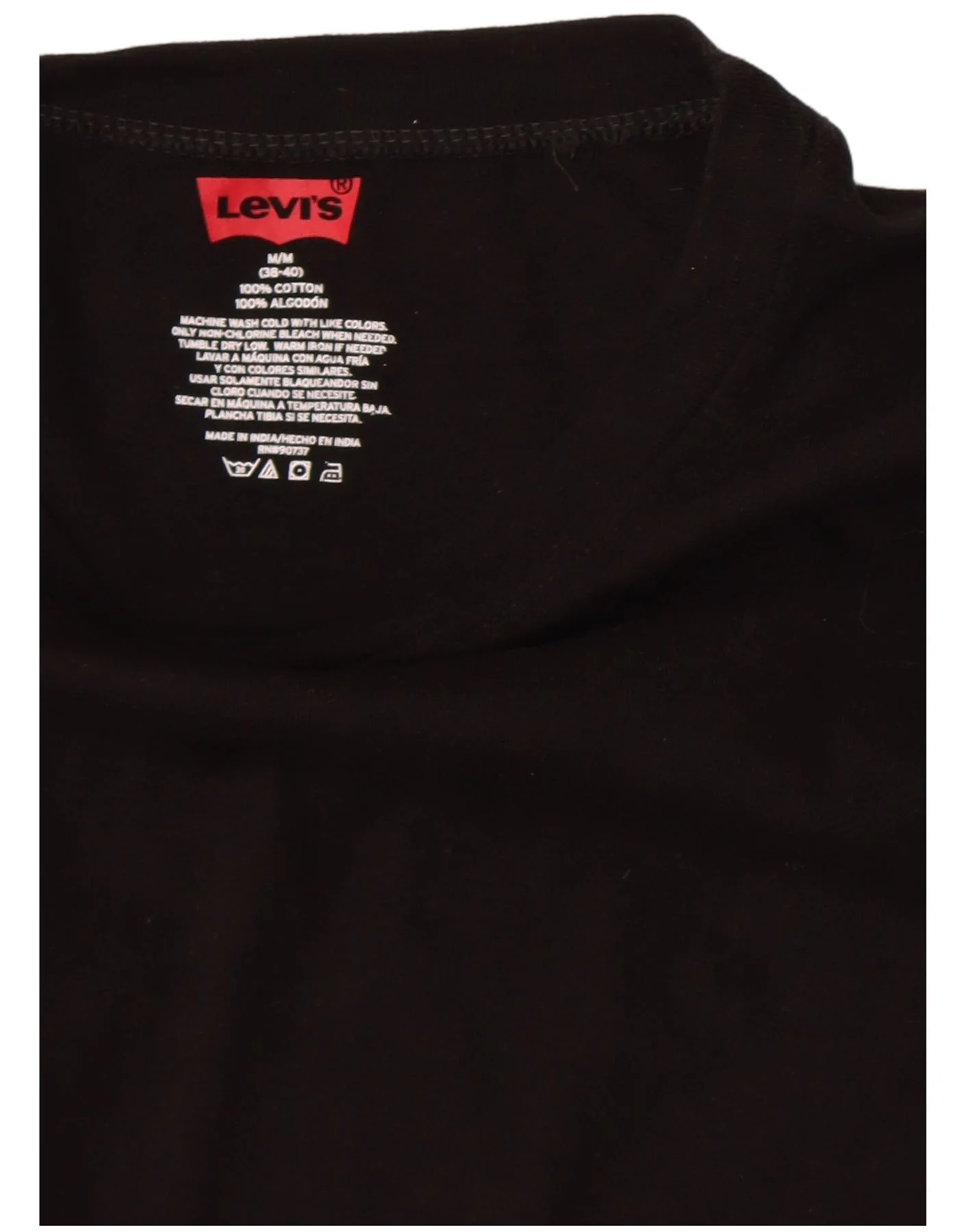 Levi's Womens T-Shirt Top UK 12 Medium Black Cotton - Image 3