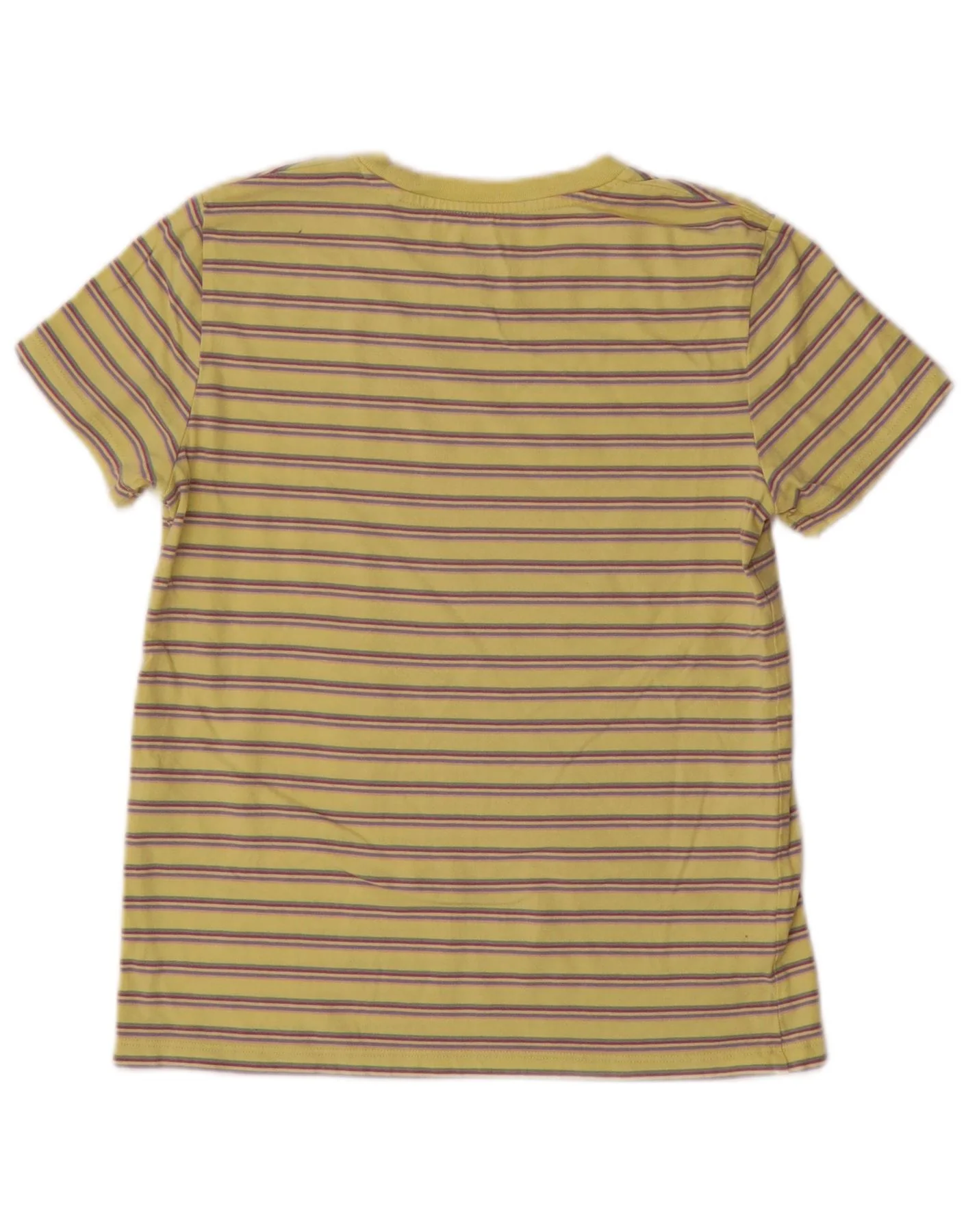 Levi's Womens T-Shirt Top UK 2 2XS Yellow Striped Cotton - Image 2