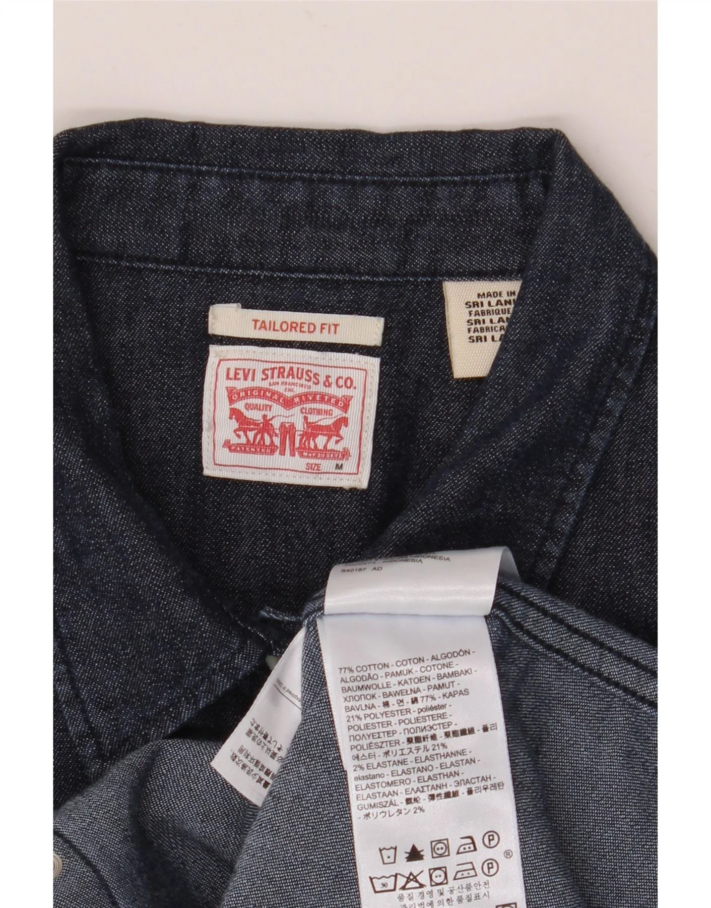Levi's Womens Tailored Fit Denim Shirt UK 14 Medium Navy Blue Cotton - Image 3