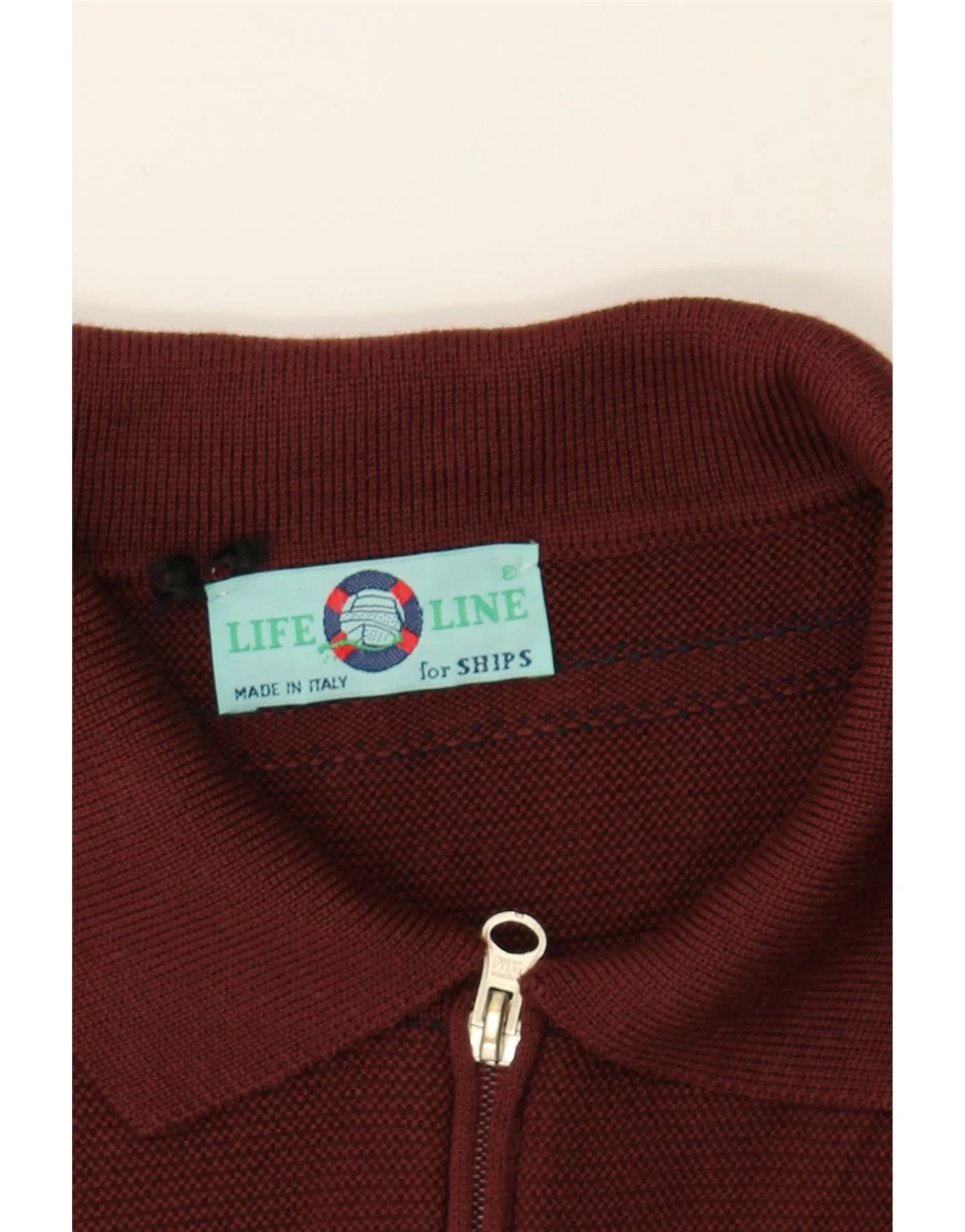 LIFE LINE Mens Polo Neck Jumper Sweater Large Brown Striped Merino Wool - Image 3