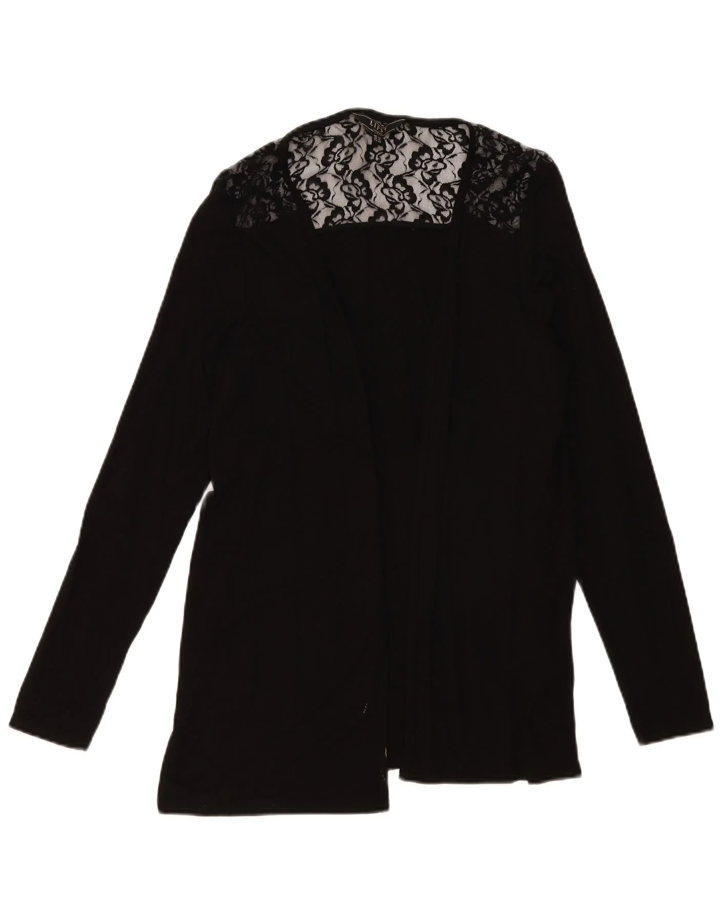 Lipsy Womens Open Cardigan Sweater UK 14 Medium Black Floral Viscose