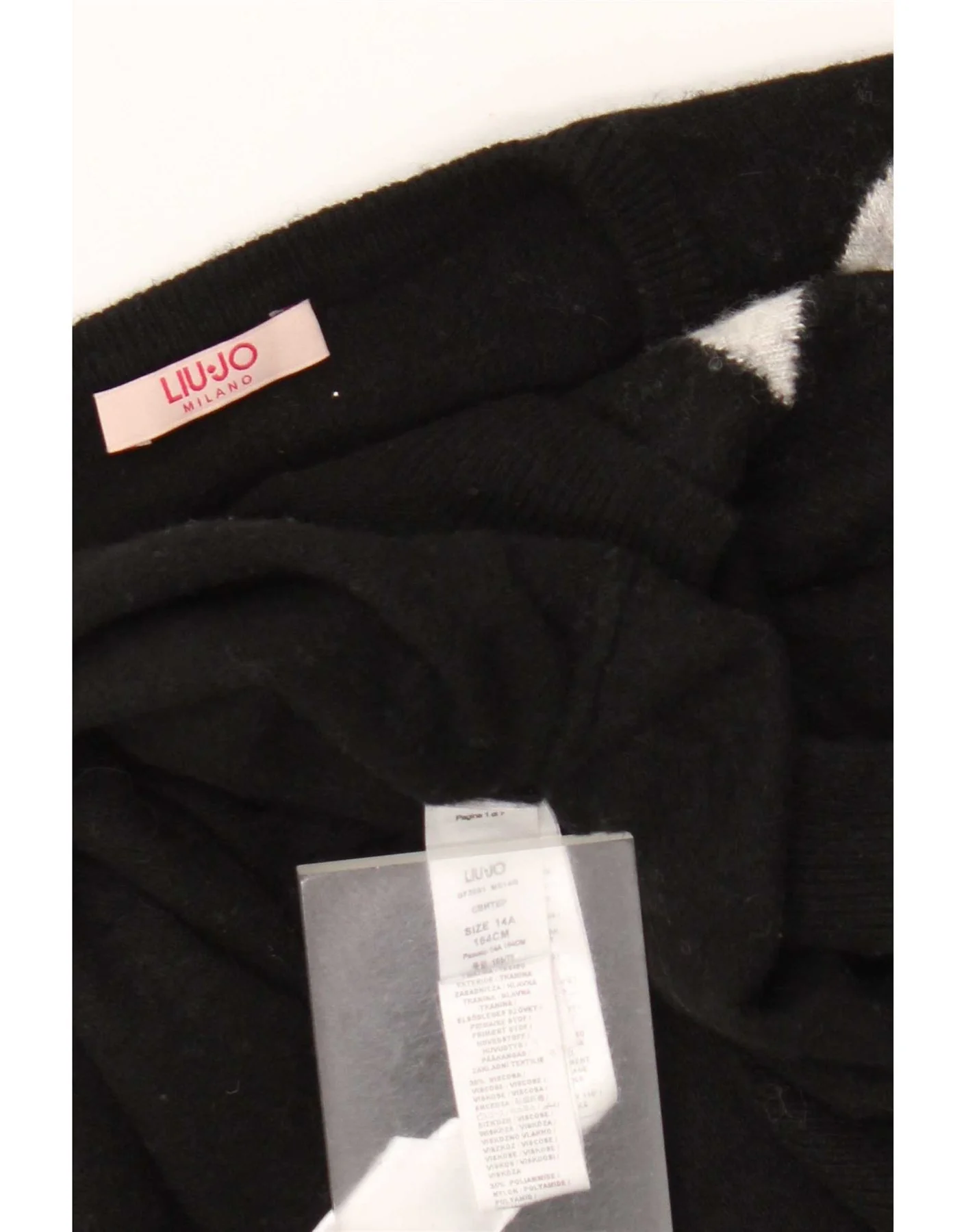 Liu Jo Girls Graphic Crew Neck Jumper Sweater 13-14 Years Black Viscose - Image 3