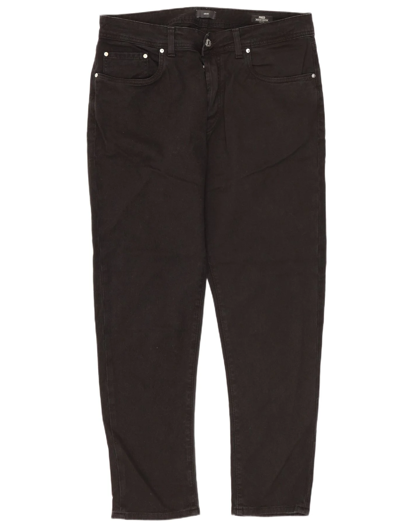 Liu Jo Mens Fred Regular Cropped Jeans W36 L29 Black Cotton
