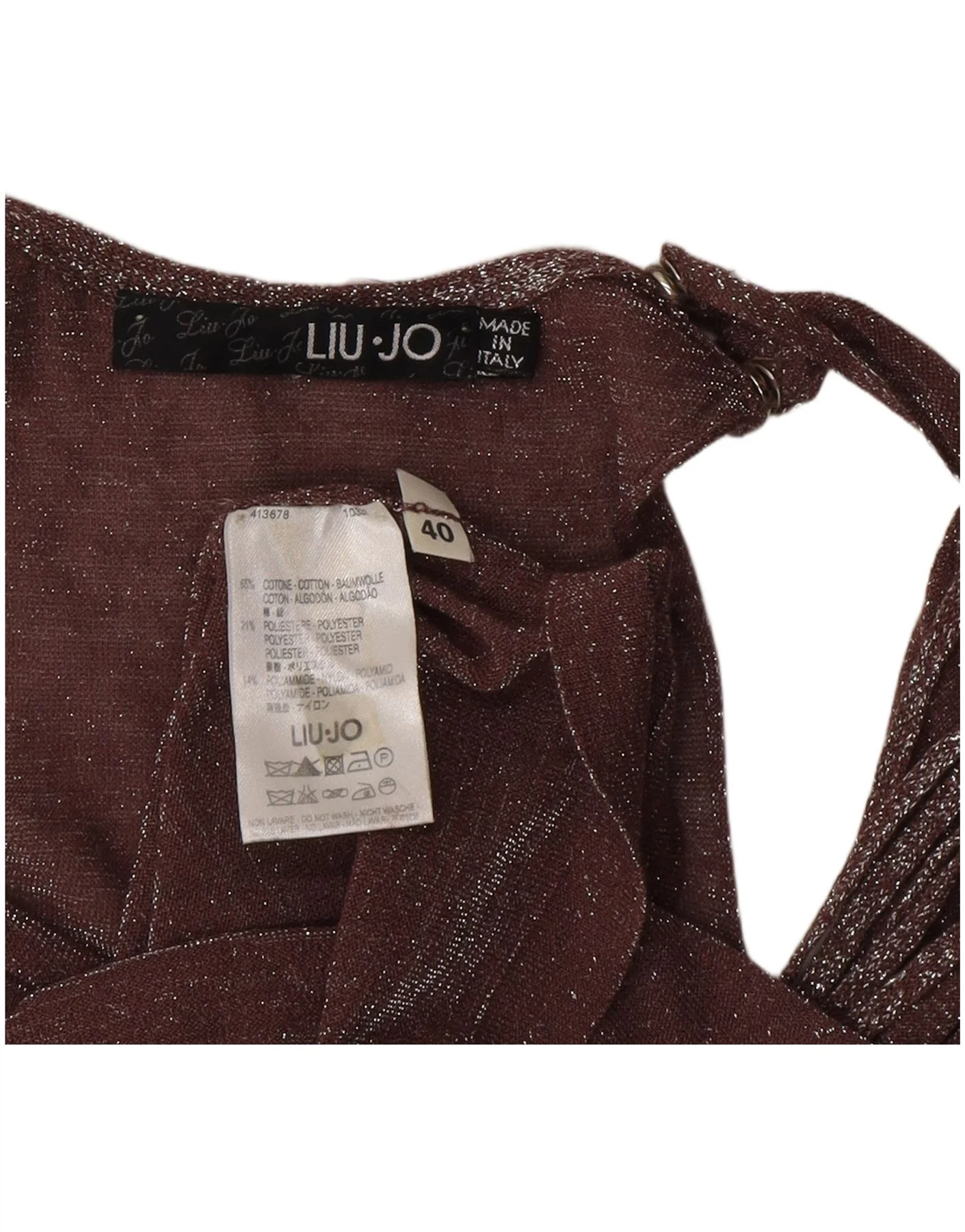 Liu Jo Womens Crop Vest Top IT 40 Small Brown Flecked Cotton - Image 3