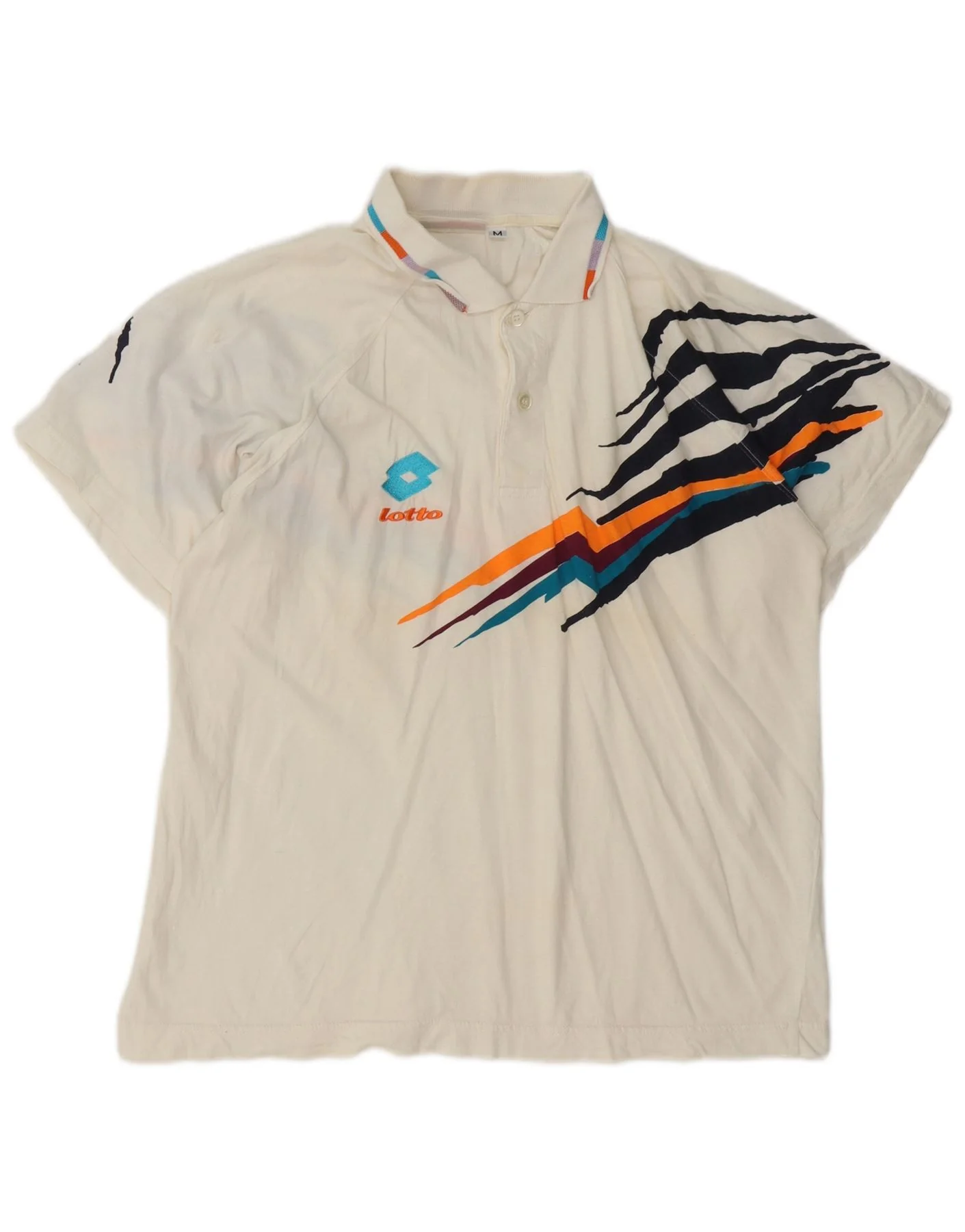 Lotto Mens Graphic Polo Shirt Medium White Cotton