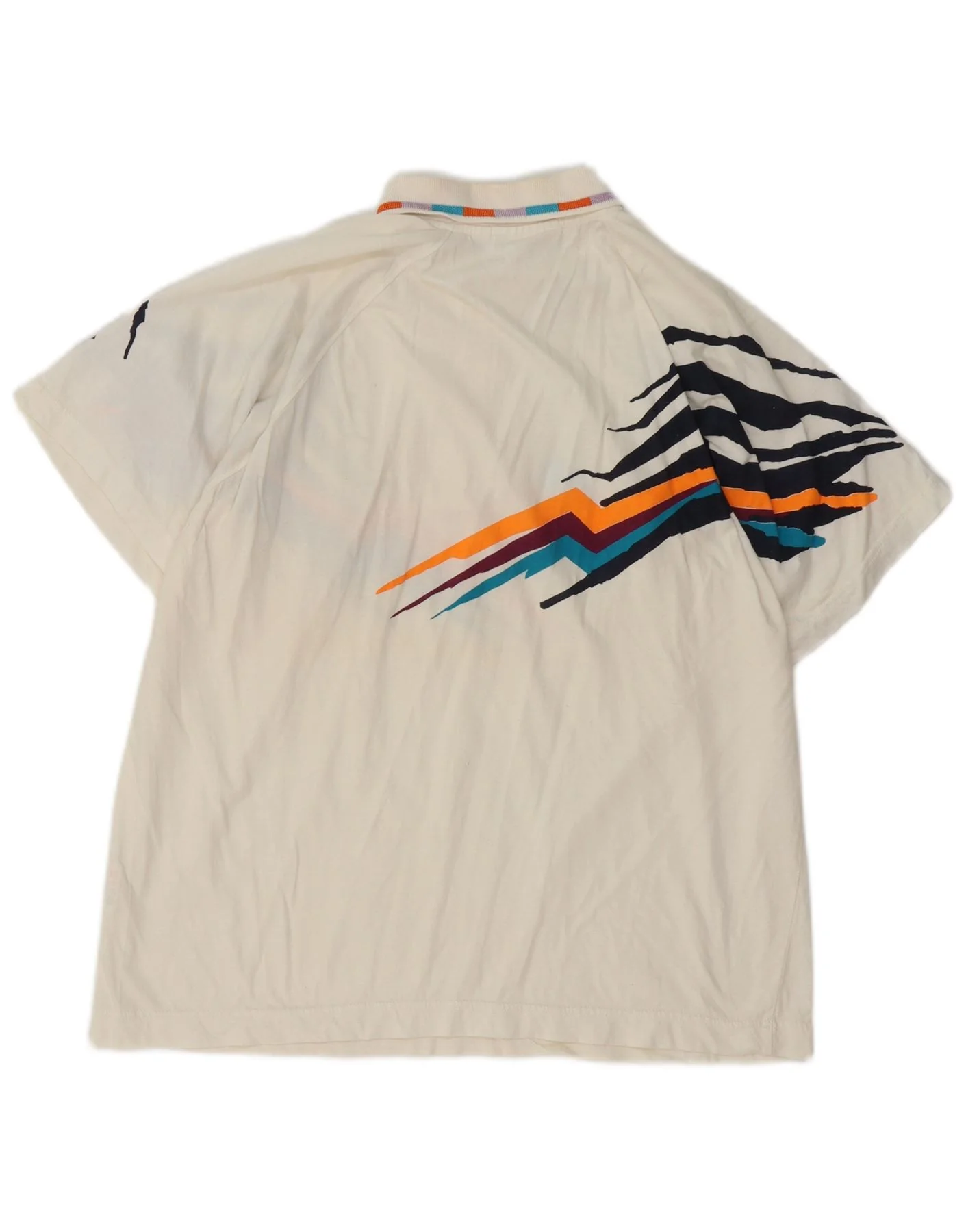 Lotto Mens Graphic Polo Shirt Medium White Cotton - Image 2