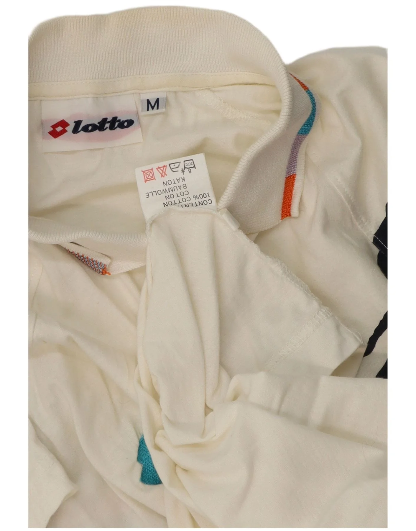 Lotto Mens Graphic Polo Shirt Medium White Cotton - Image 3