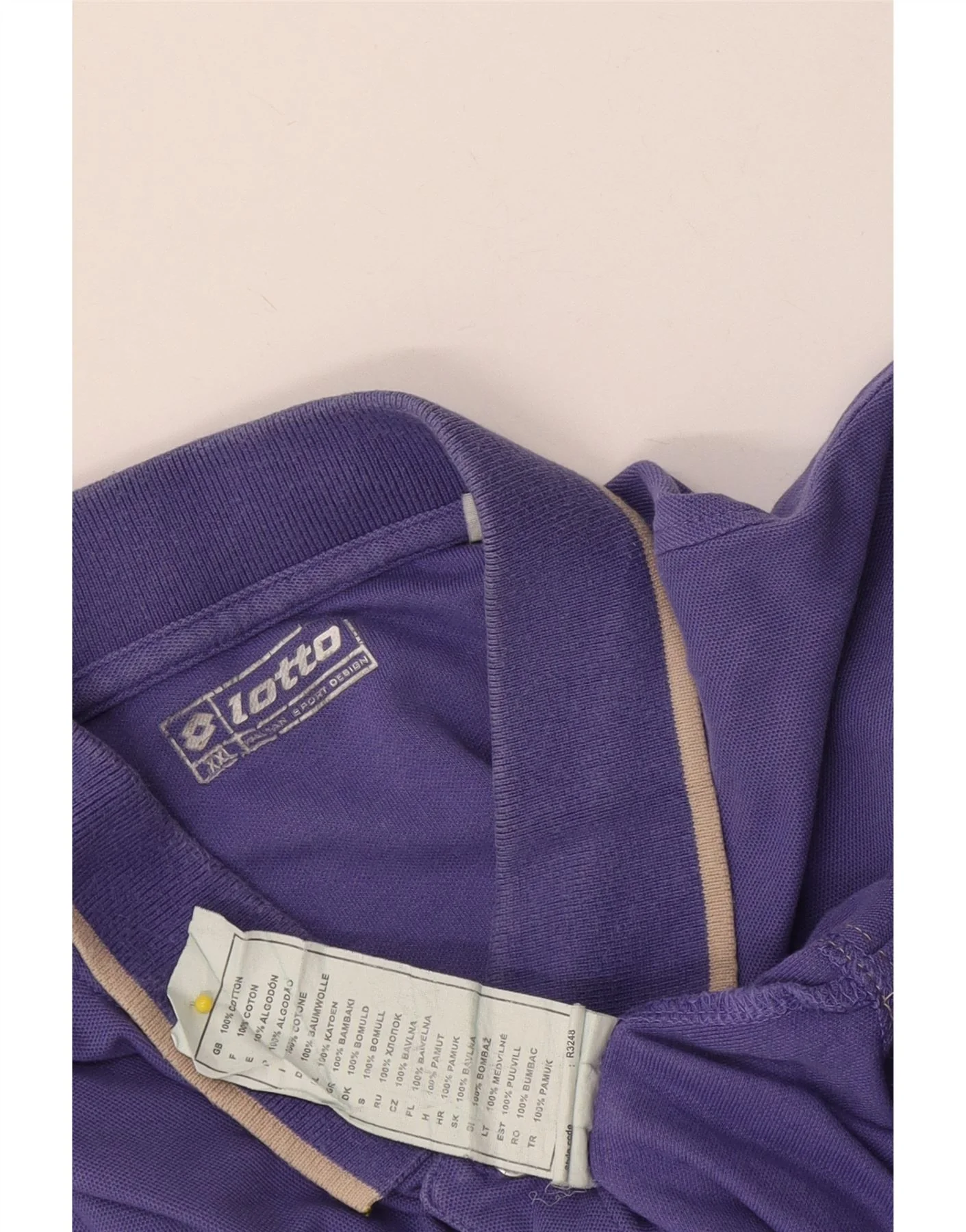 Lotto Mens Polo Shirt 2XL Purple Cotton - Image 3