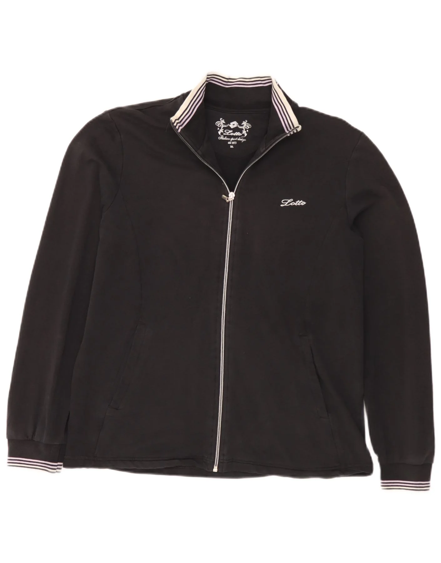 Lotto Womens Tracksuit Top Jacket UK 18 XL Black Cotton