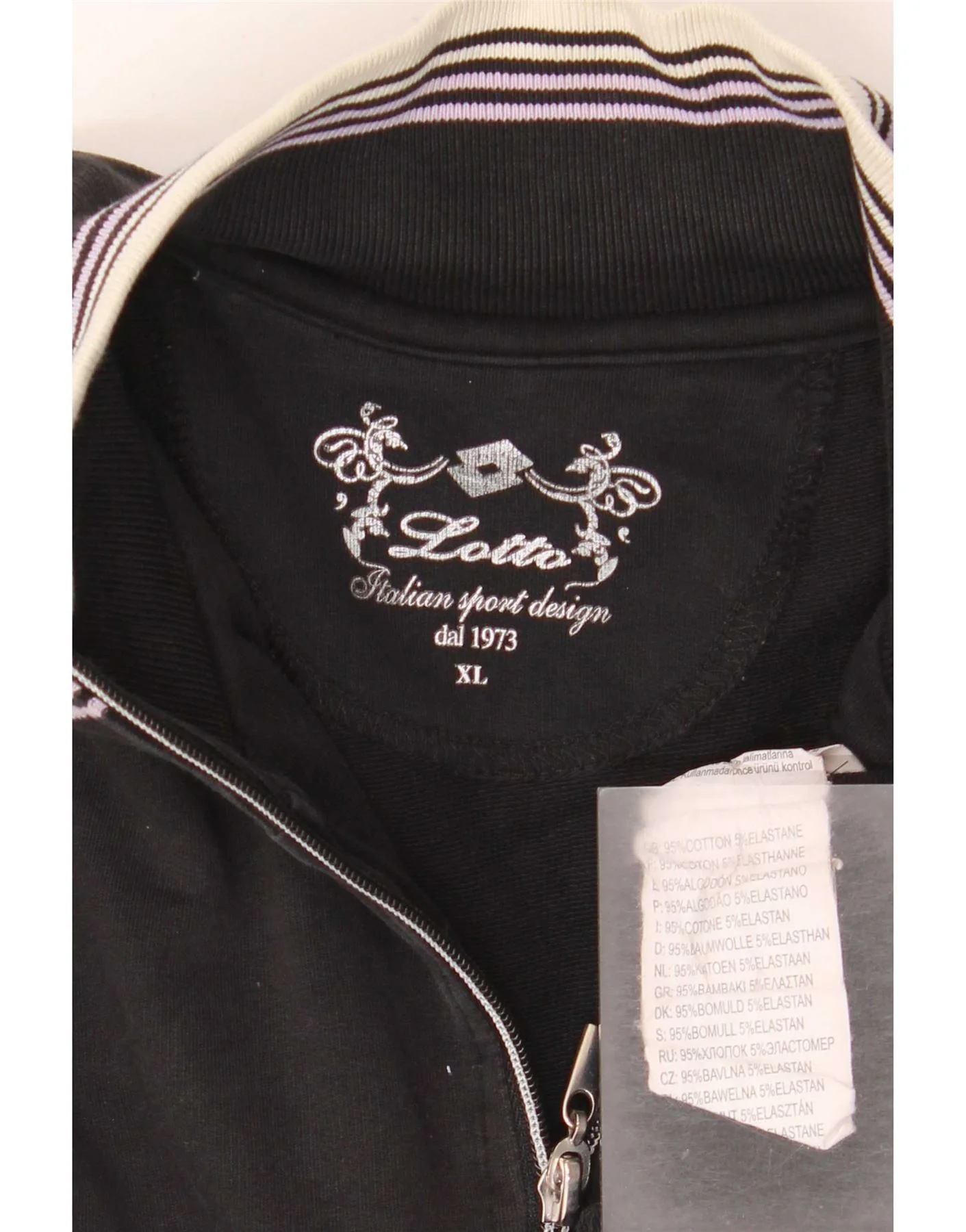 Lotto Womens Tracksuit Top Jacket UK 18 XL Black Cotton - Image 4