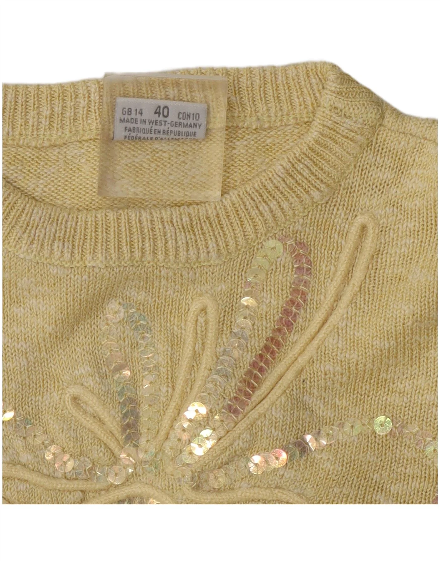 Lucia Womens Crop Boat Neck Jumper Sweater UK 14 Large Yellow Floral - Image 3