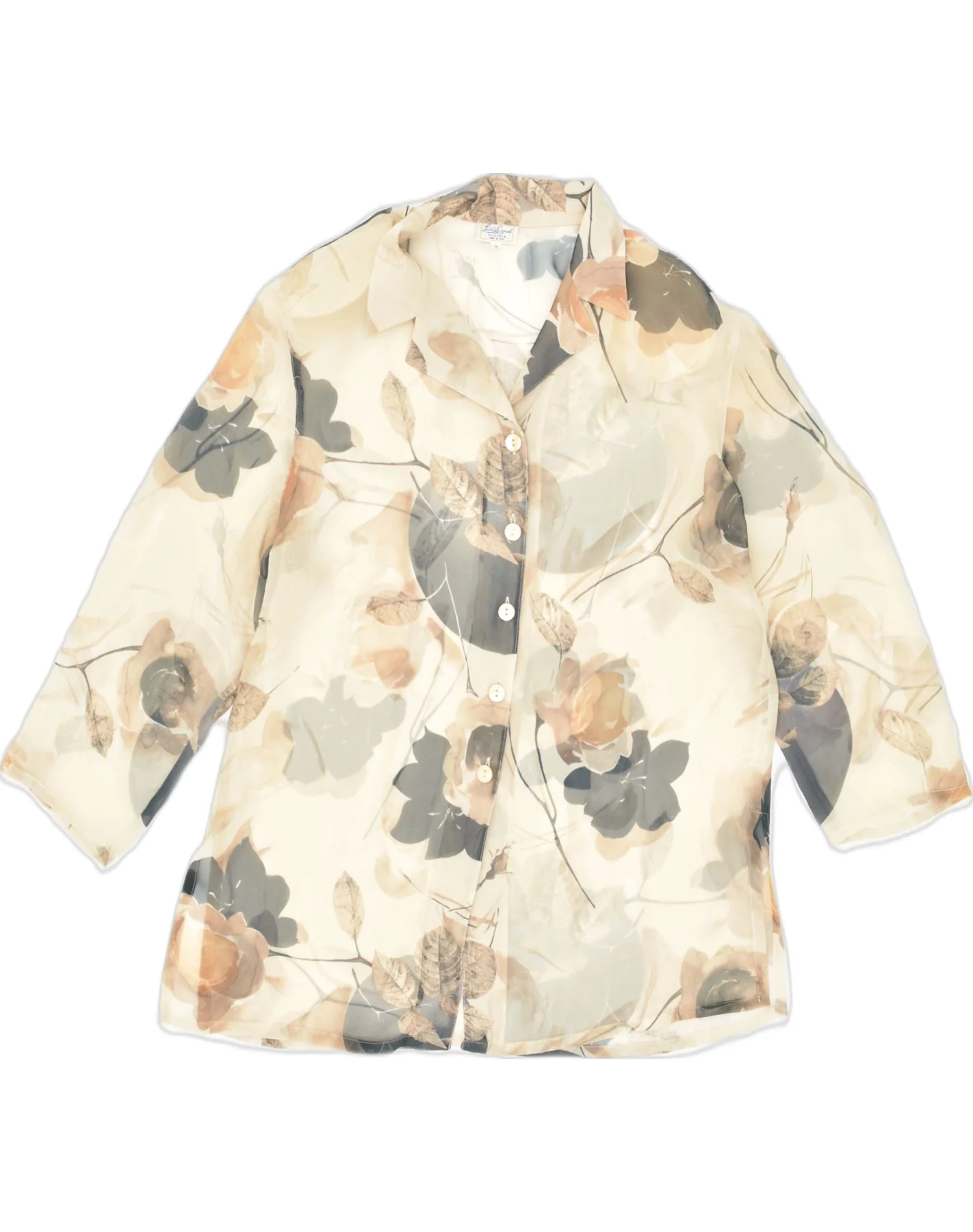 LUISA SPAGNOLI Womens 3/4 Sleeve Shirt Blouse UK 10 Small Beige Floral