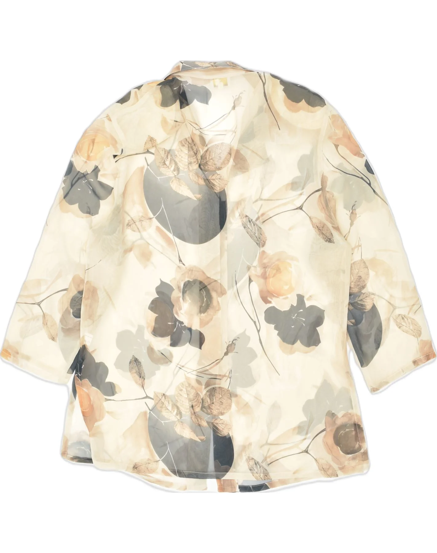 LUISA SPAGNOLI Womens 3/4 Sleeve Shirt Blouse UK 10 Small Beige Floral - Image 2