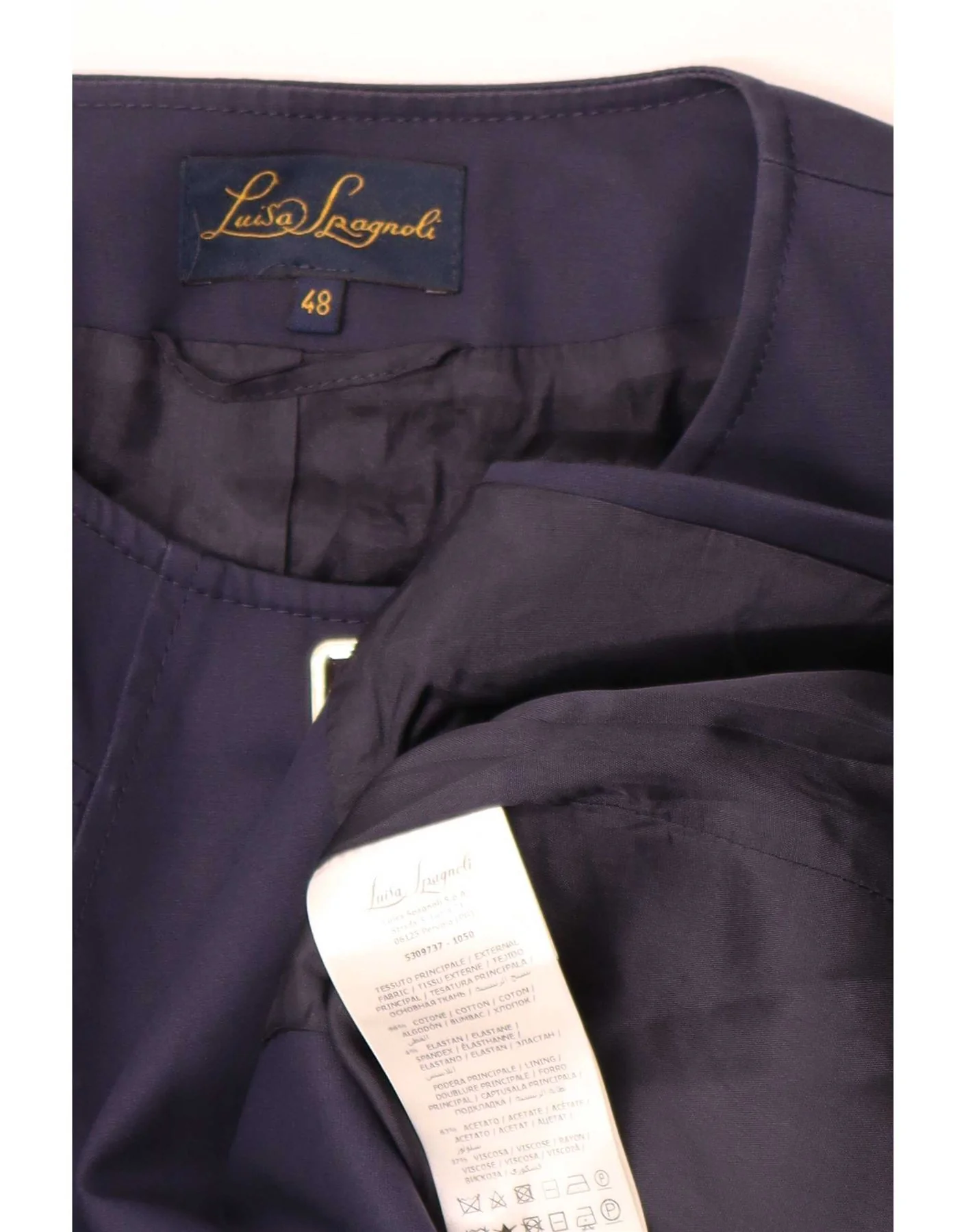 Luisa Spagnoli Womens 3 Button 3/4 Sleeve Blazer Jacket IT 48 XL Navy Blue - Image 3