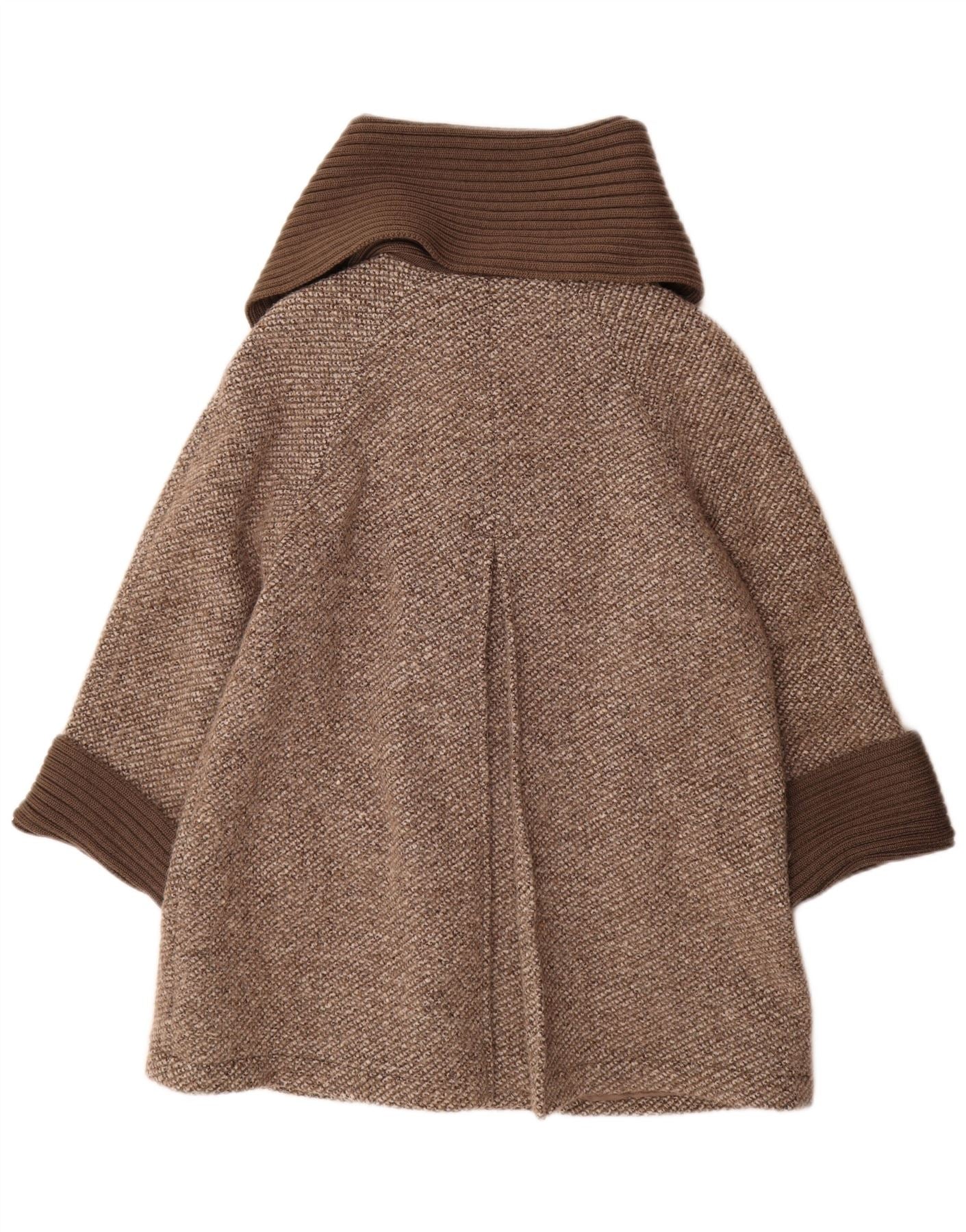 Luisa Spagnoli Womens Overcoat UK 14 Medium Brown Flecked Wool - Image 2