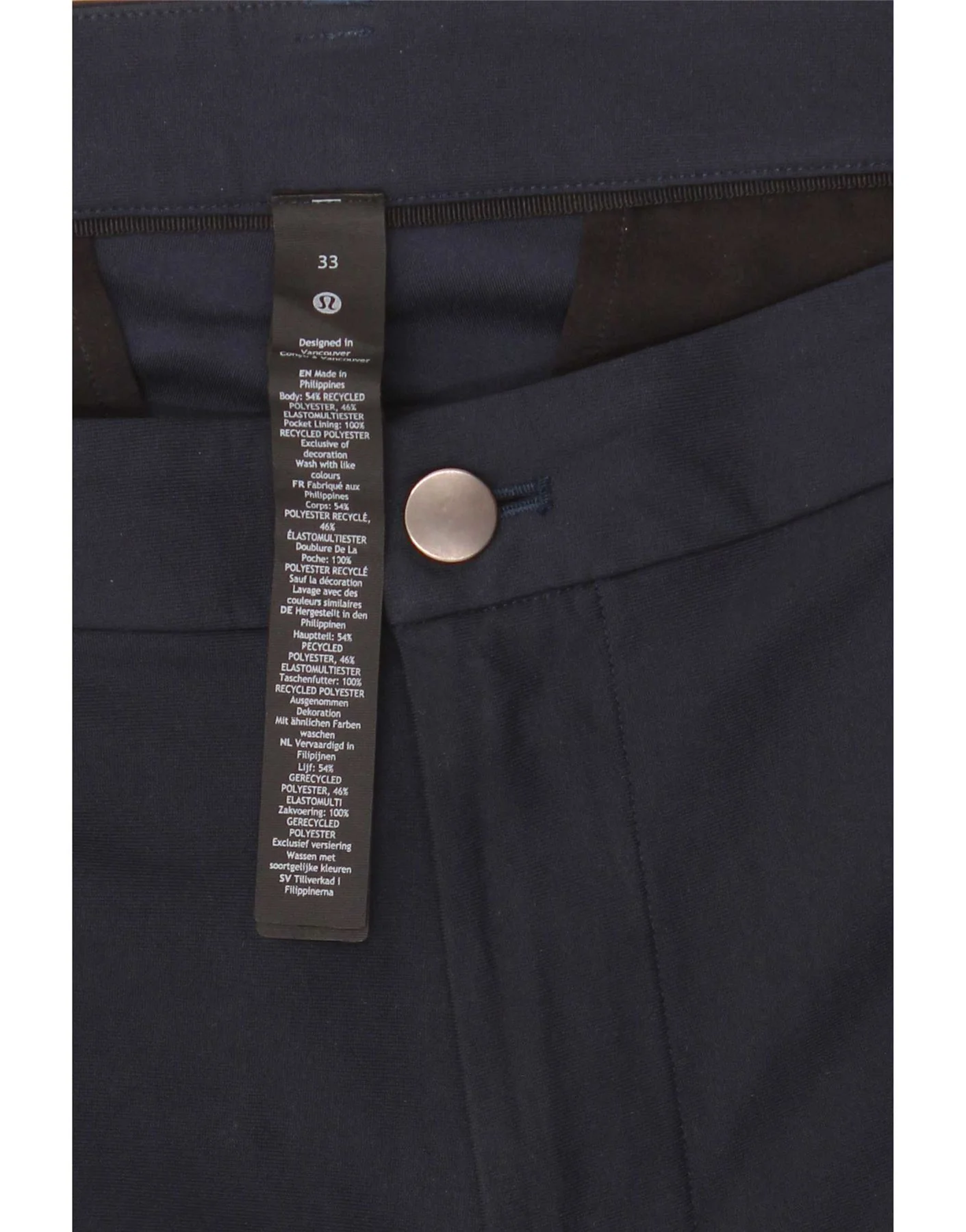Lululemon Mens Chino Shorts W33 Medium Navy Blue Polyester - Image 3