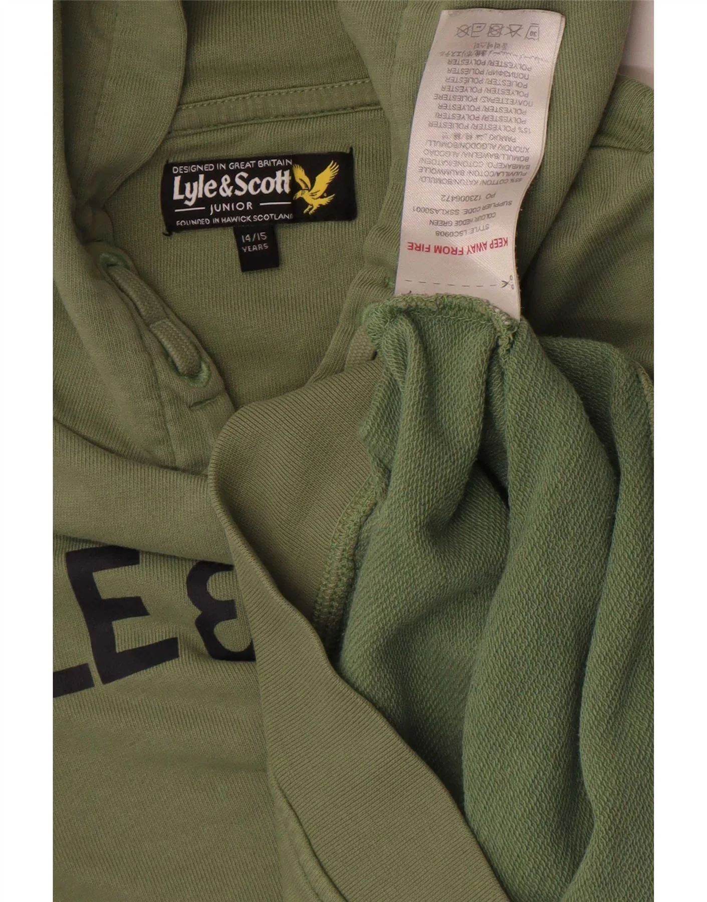 Lyle & Scott Boys Graphic Regular Fit Hoodie Jumper 14-15 Years Green - Image 3