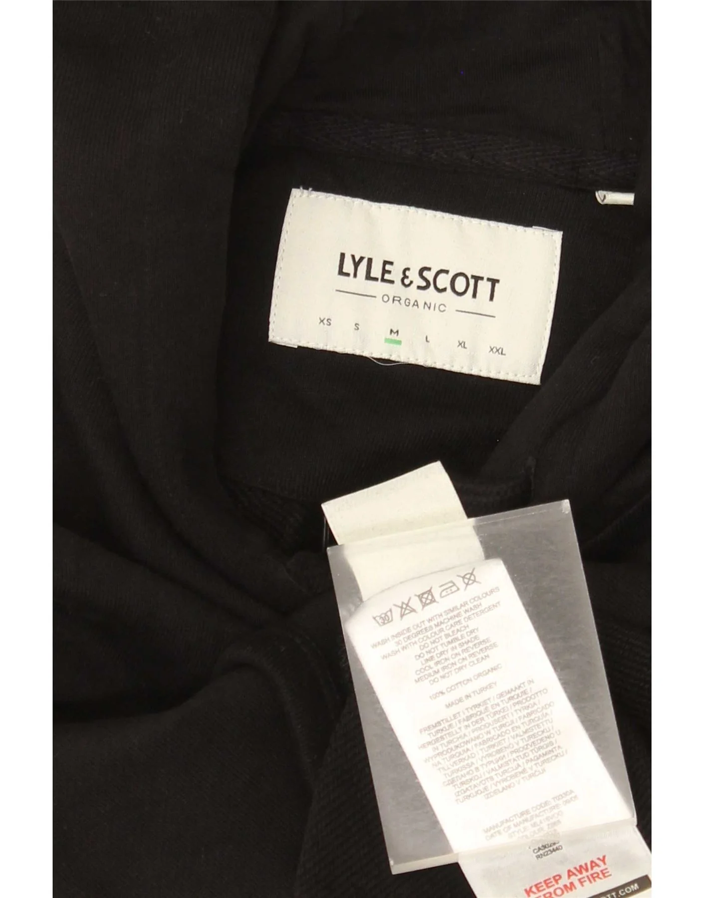 Lyle & Scott Mens Hoodie Jumper Medium Black Cotton - Image 4