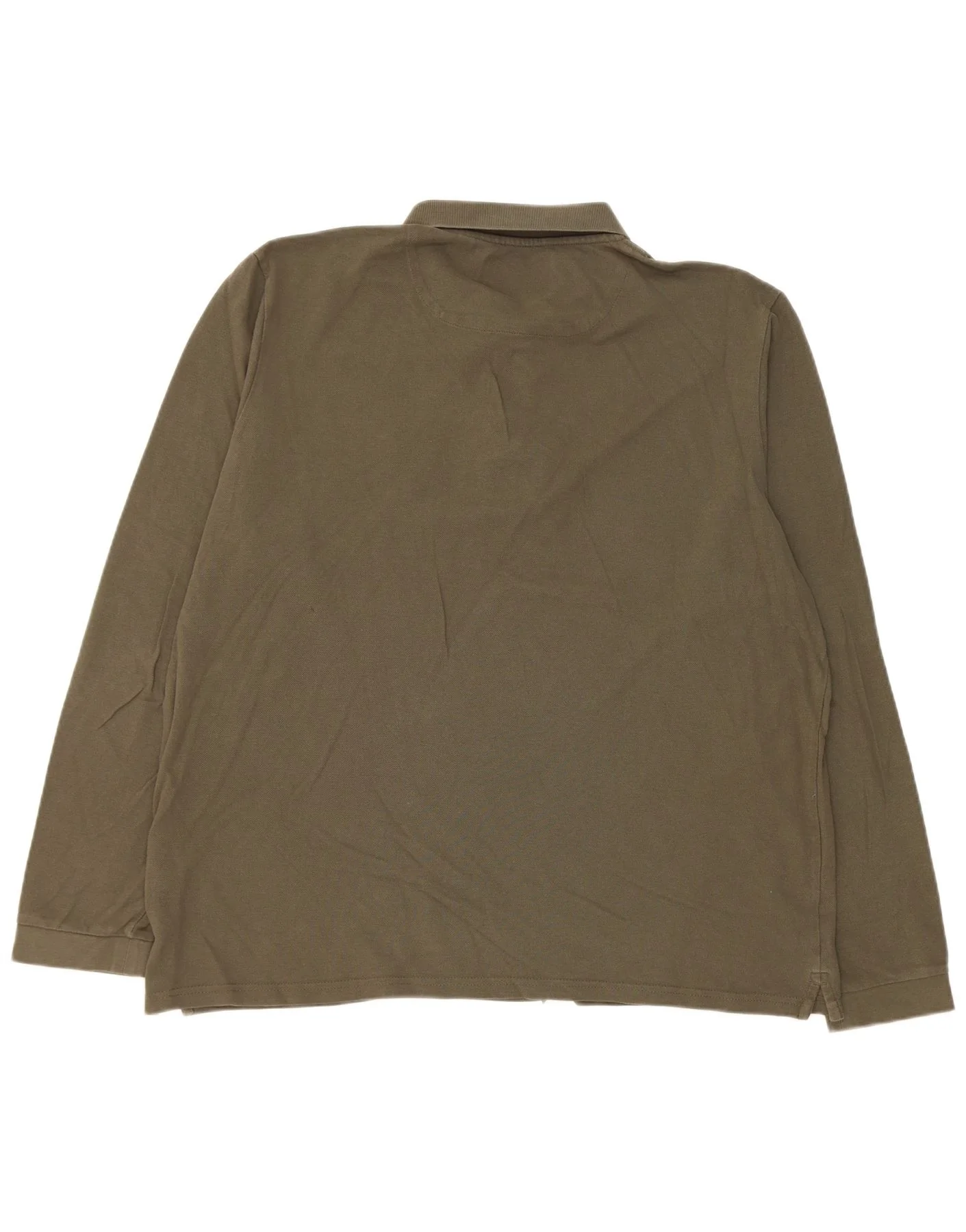 Lyle & Scott Mens Long Sleeve Polo Shirt 2XL Khaki Cotton - Image 2