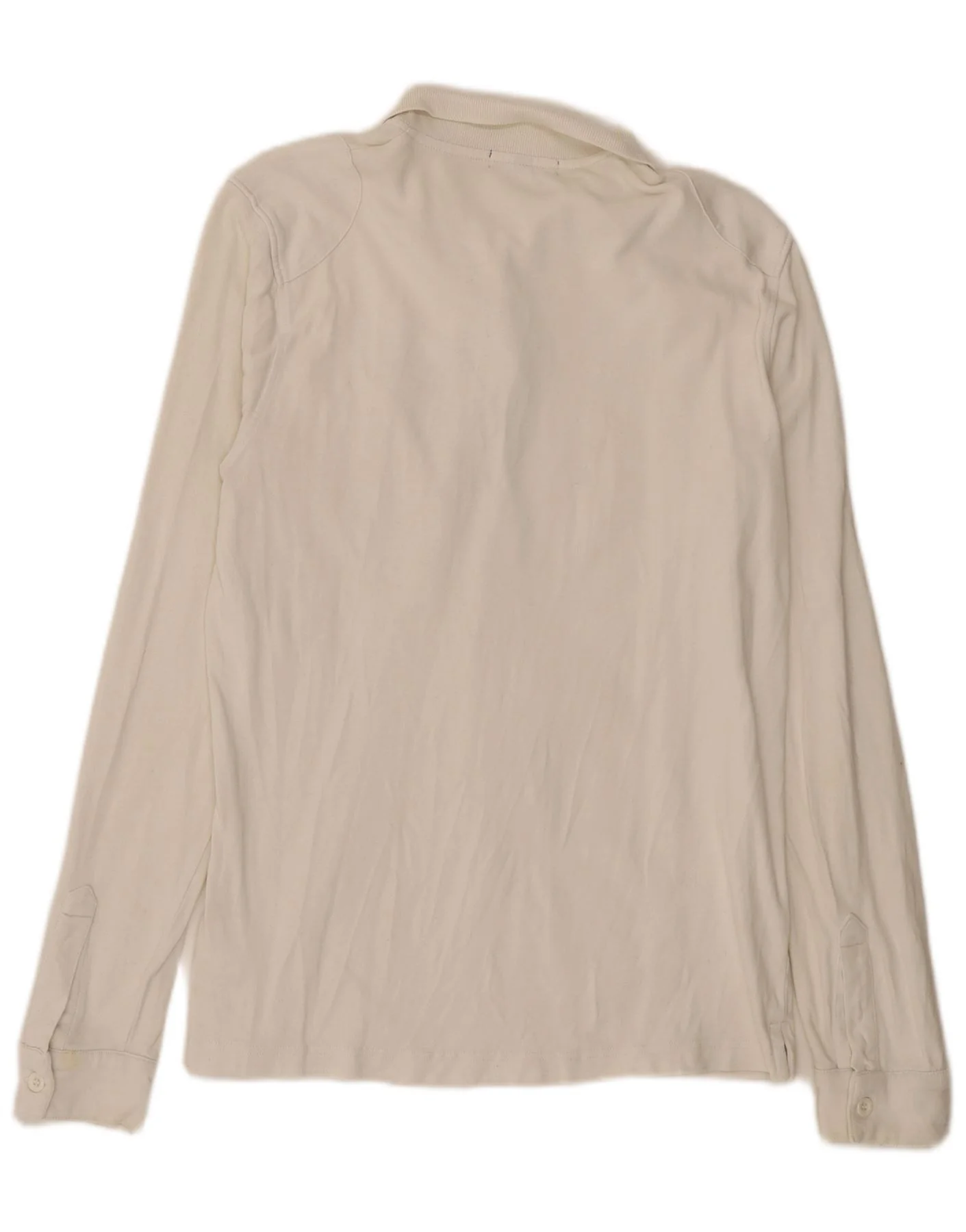 Lyle & Scott Mens Long Sleeve Regular Polo Shirt Medium Off White Cotton - Image 2
