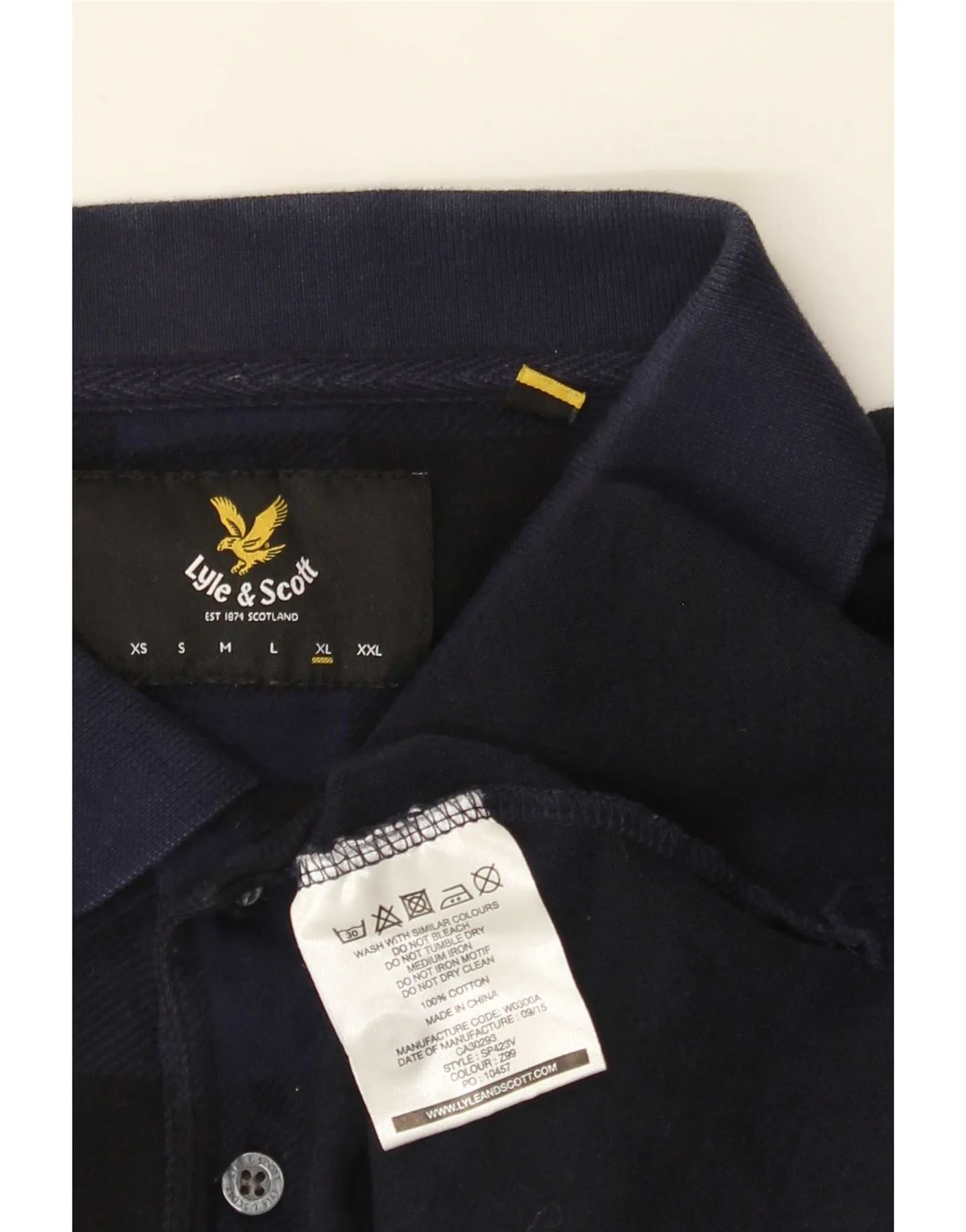 Lyle & Scott Mens Polo Shirt XL Navy Blue Gingham Cotton - Image 3