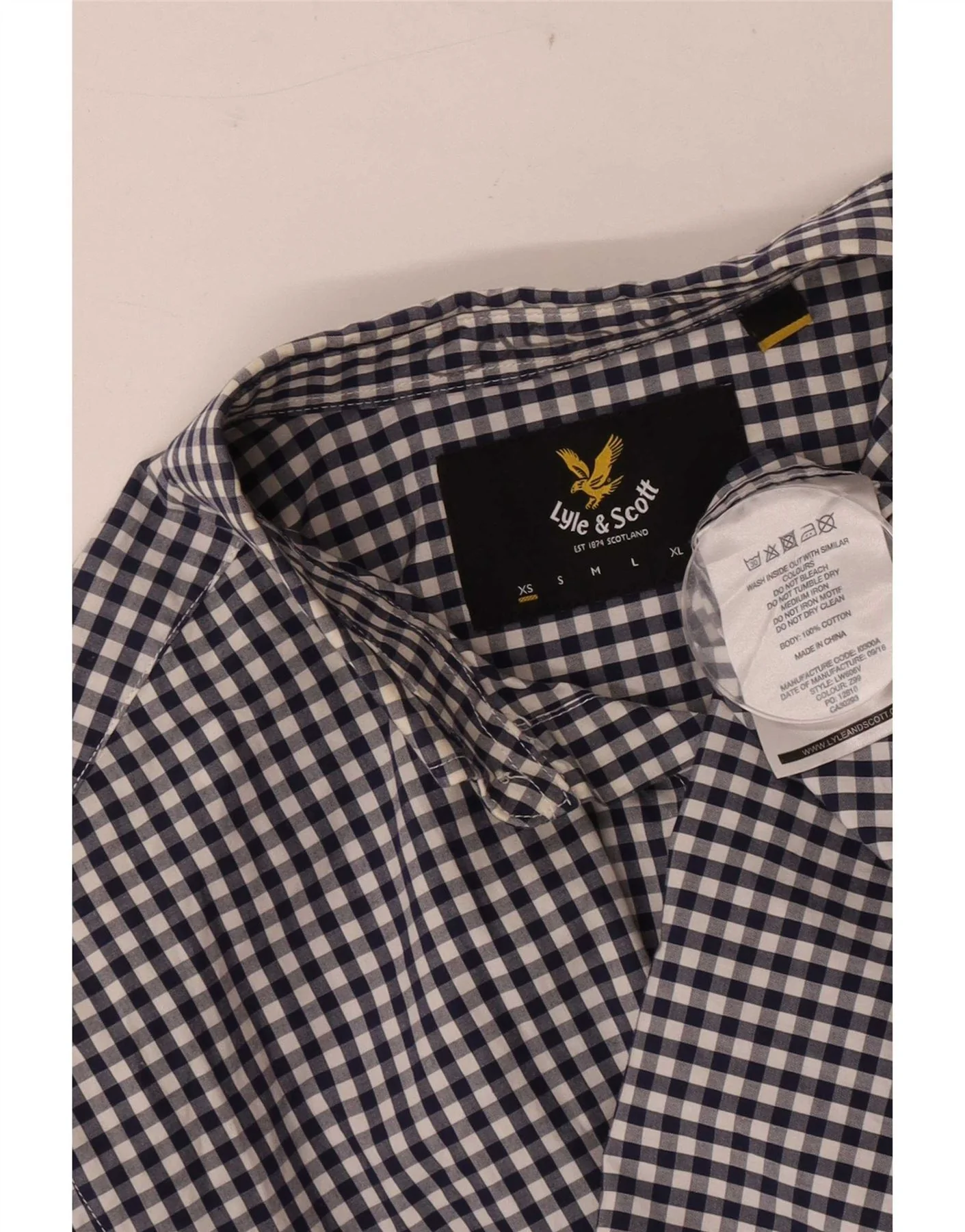 Lyle & Scott Mens Shirt XS Blue Gingham Cotton - Image 3