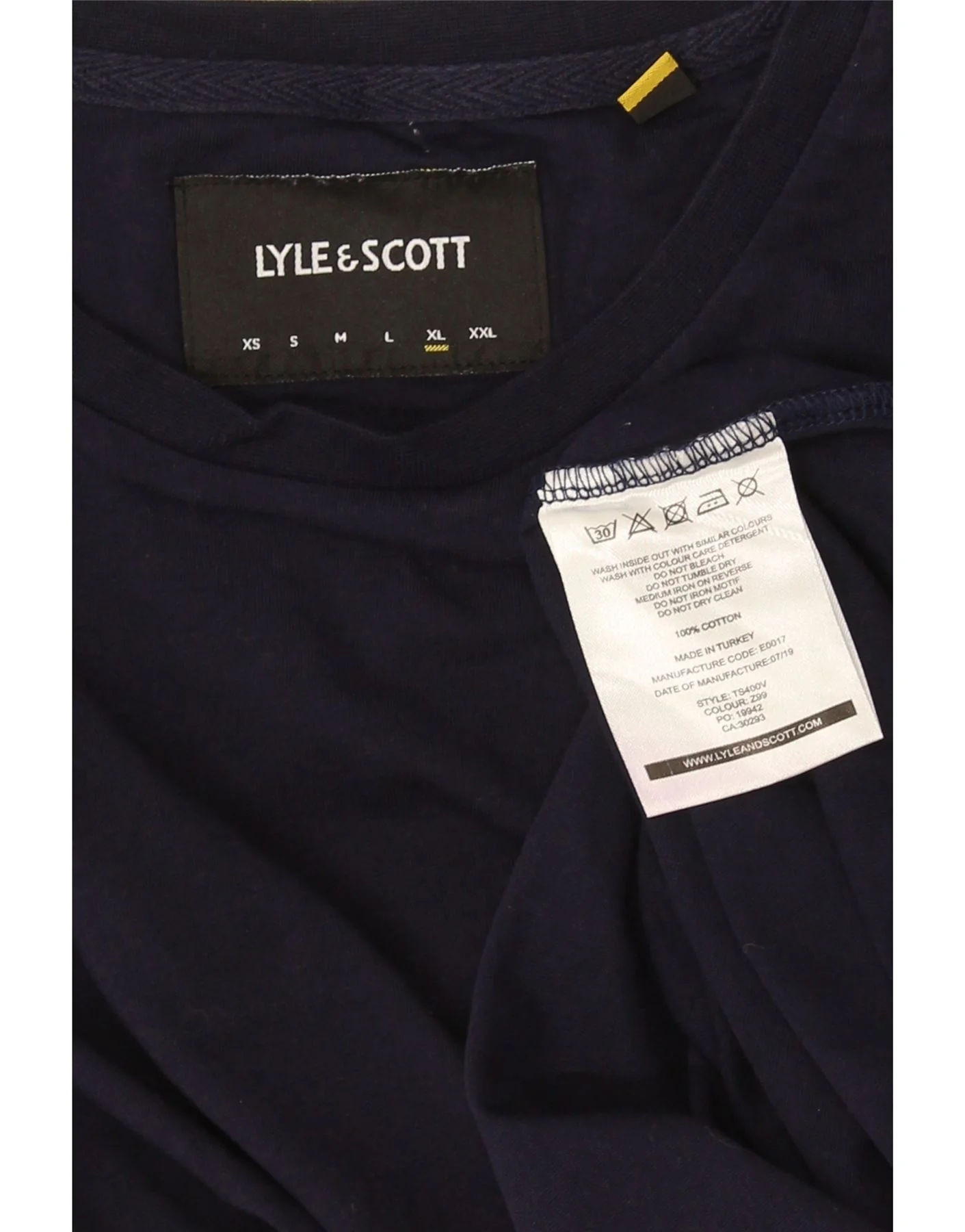 Lyle & Scott Mens T-Shirt Top XL Navy Blue Cotton - Image 3