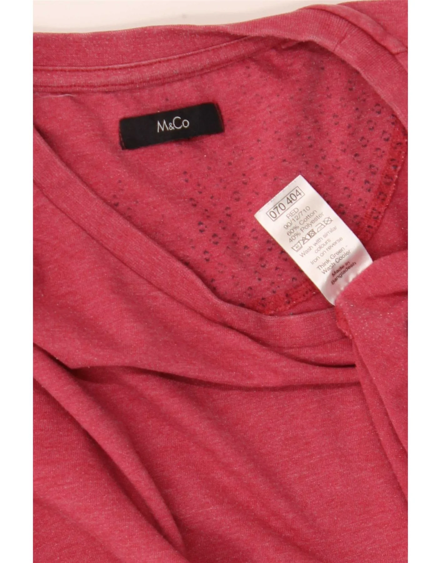 M&Co Mens T-Shirt Top XL Red Cotton - Image 3
