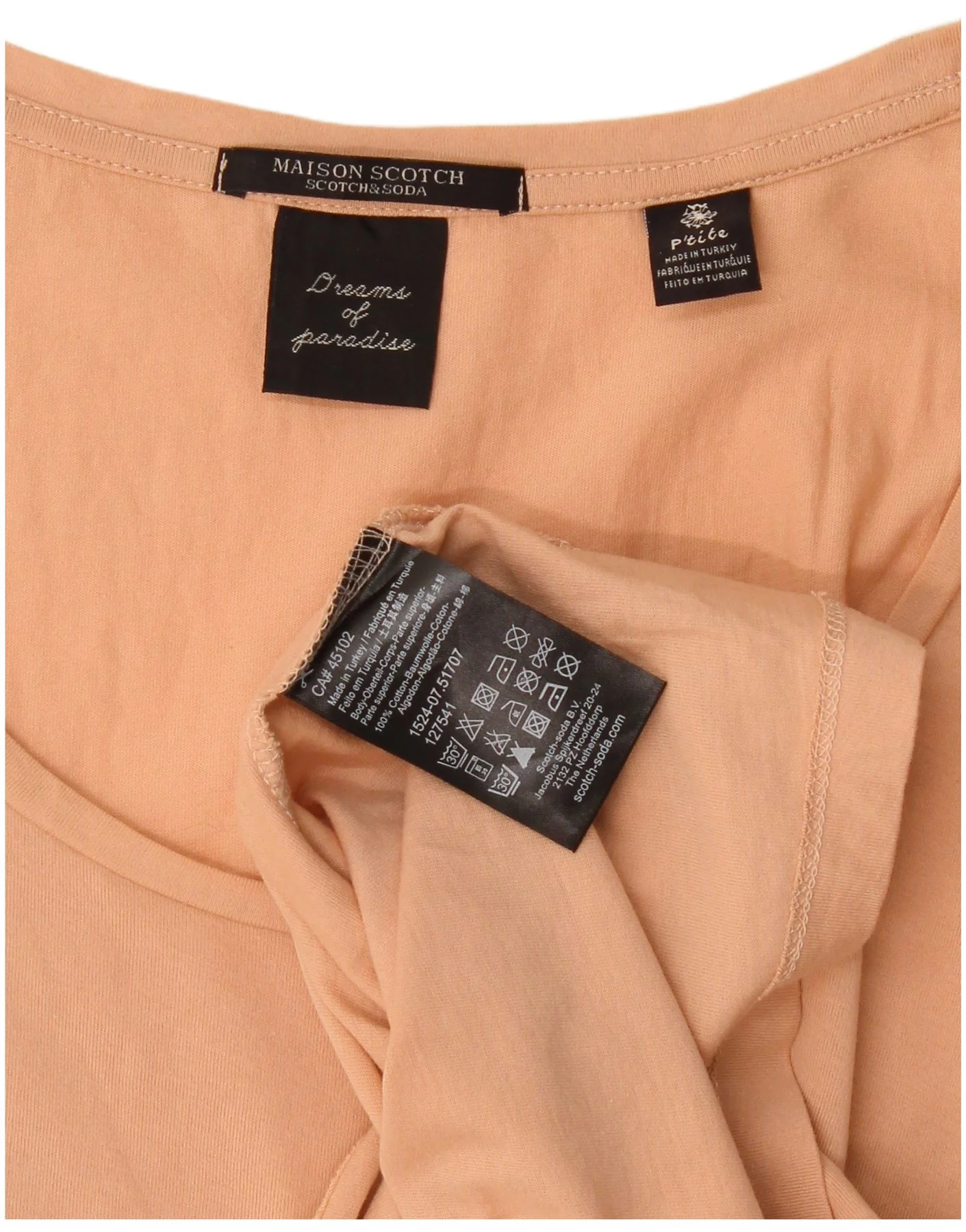 Maison Scotch Womens T-Shirt Top UK 10 Small Beige Cotton - Image 3