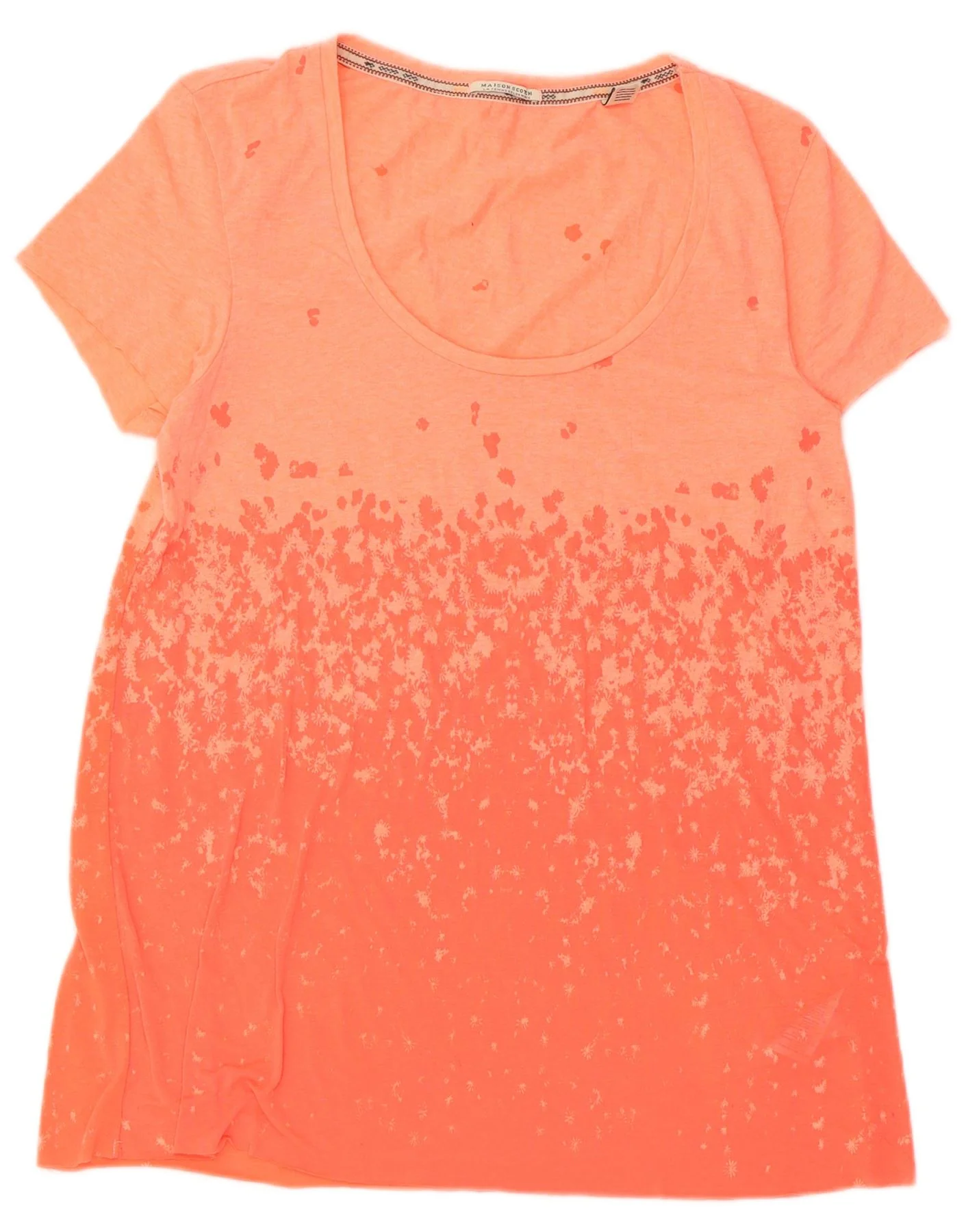 Maison Scotch Womens T-Shirt Top UK 10 Small Orange Cotton