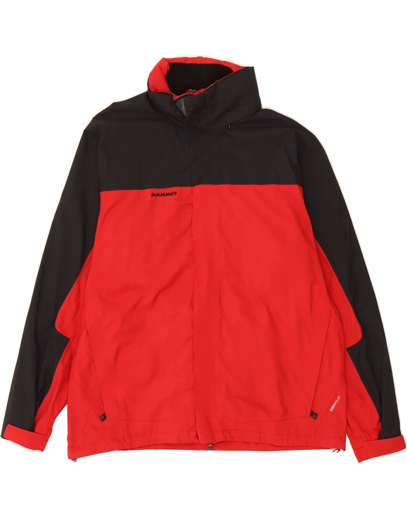 MAMMUT Mens Hooded Rain Jacket UK 42 XL Red Colourblock