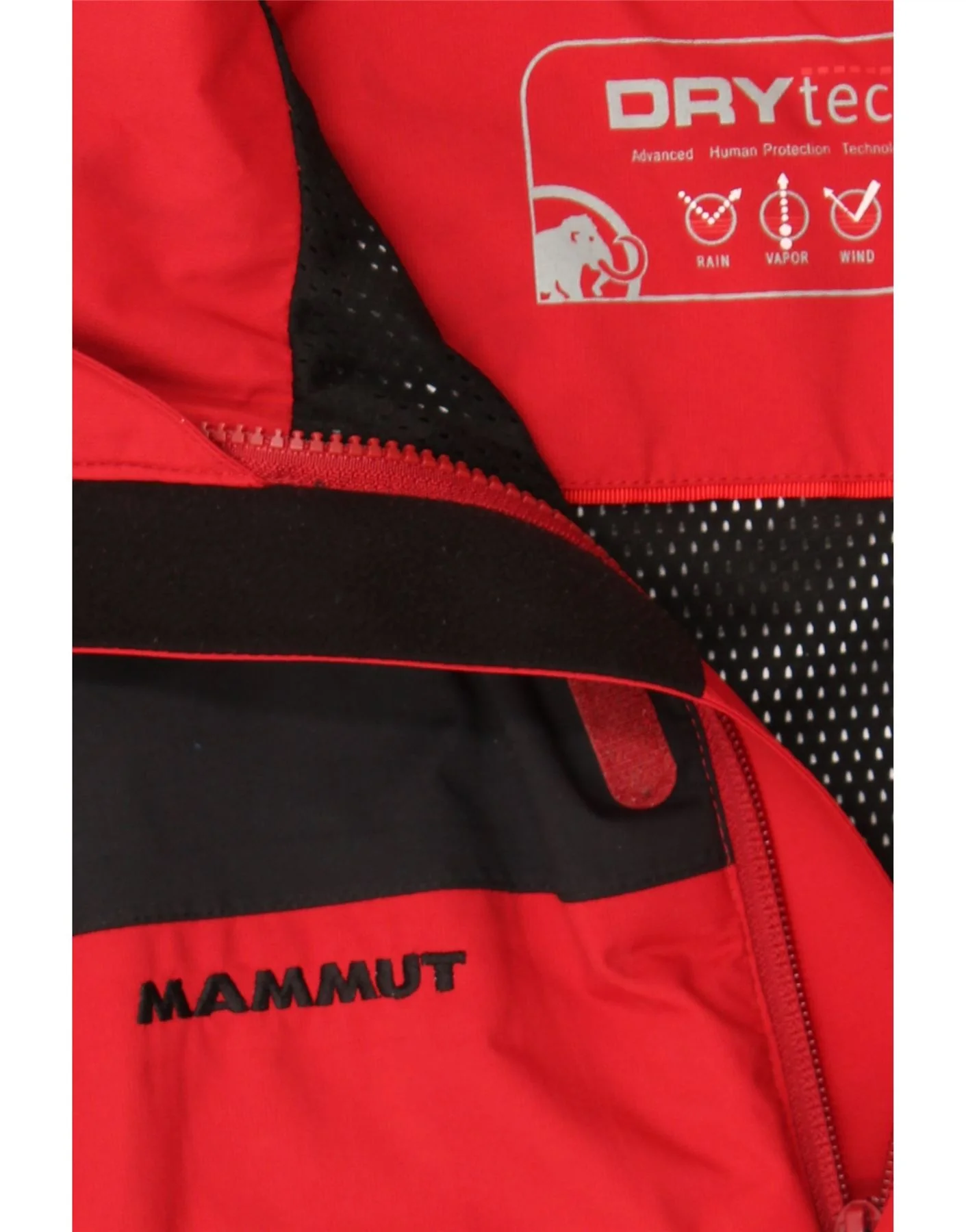 MAMMUT Mens Hooded Rain Jacket UK 42 XL Red Colourblock - Image 3