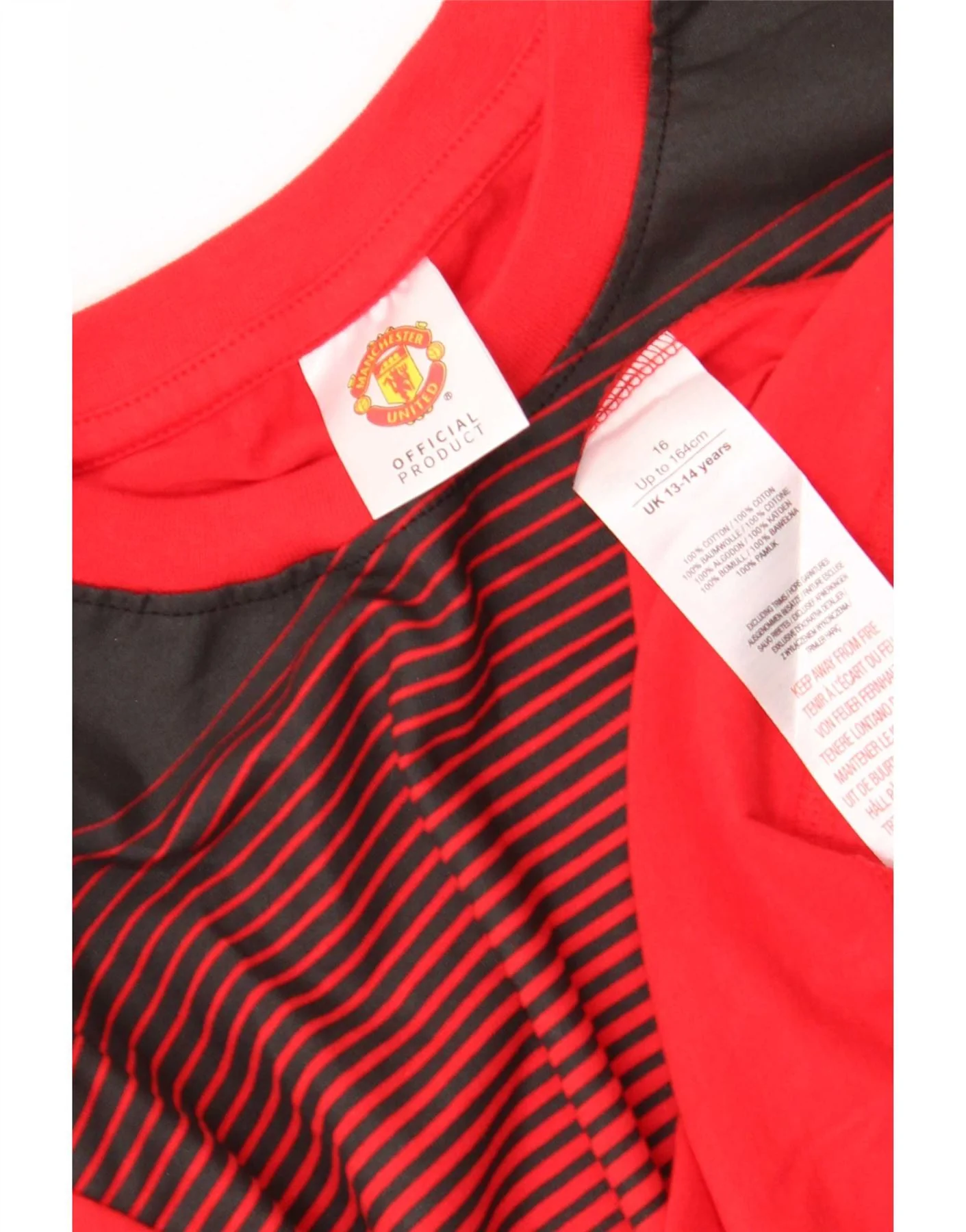 Manchester United Boys Graphic Top Long Sleeve 13-14 Years Red Colourblock - Image 3