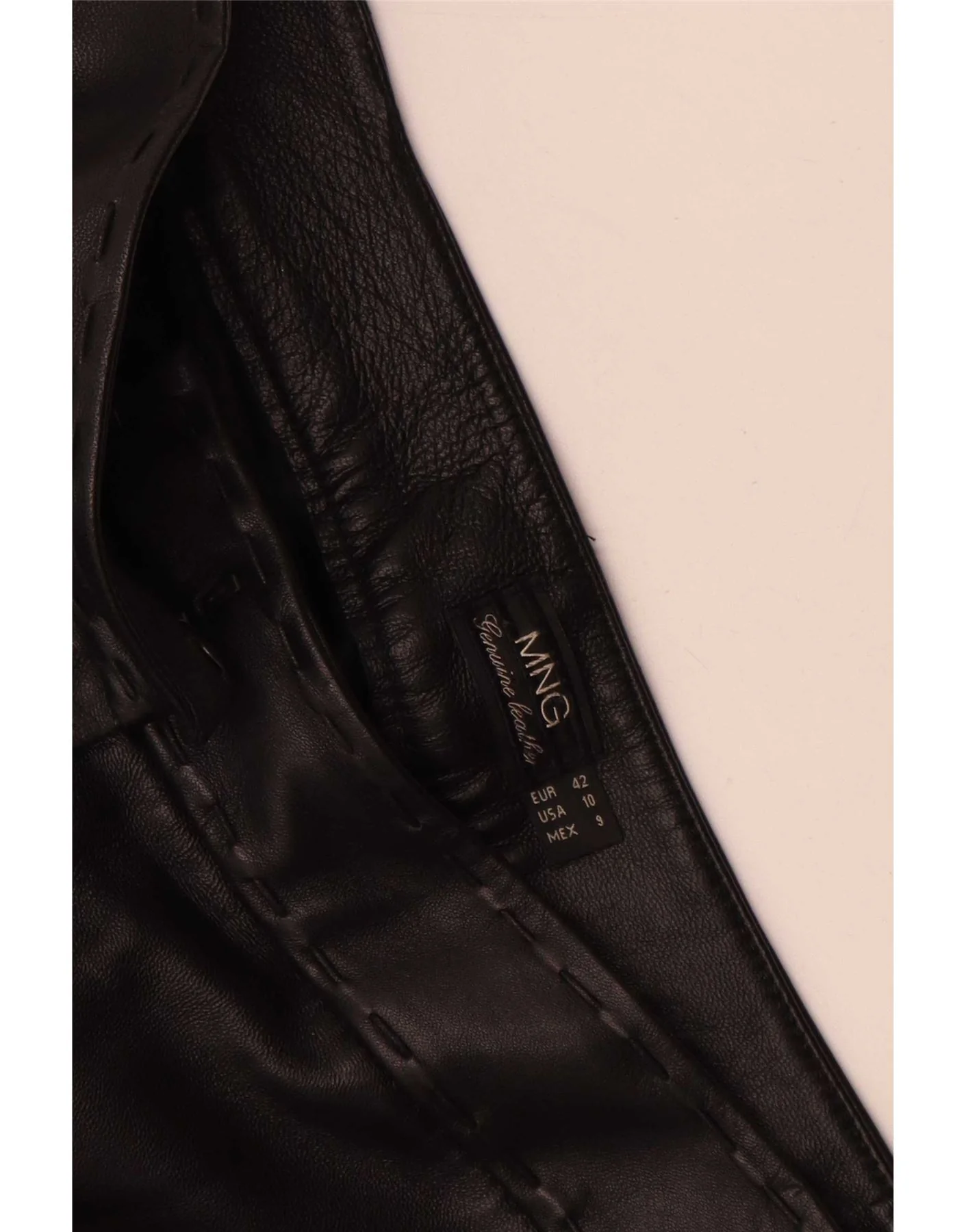Mango Womens Straight Leather Trousers IT 42 Medium W30 L35 Black - Image 3