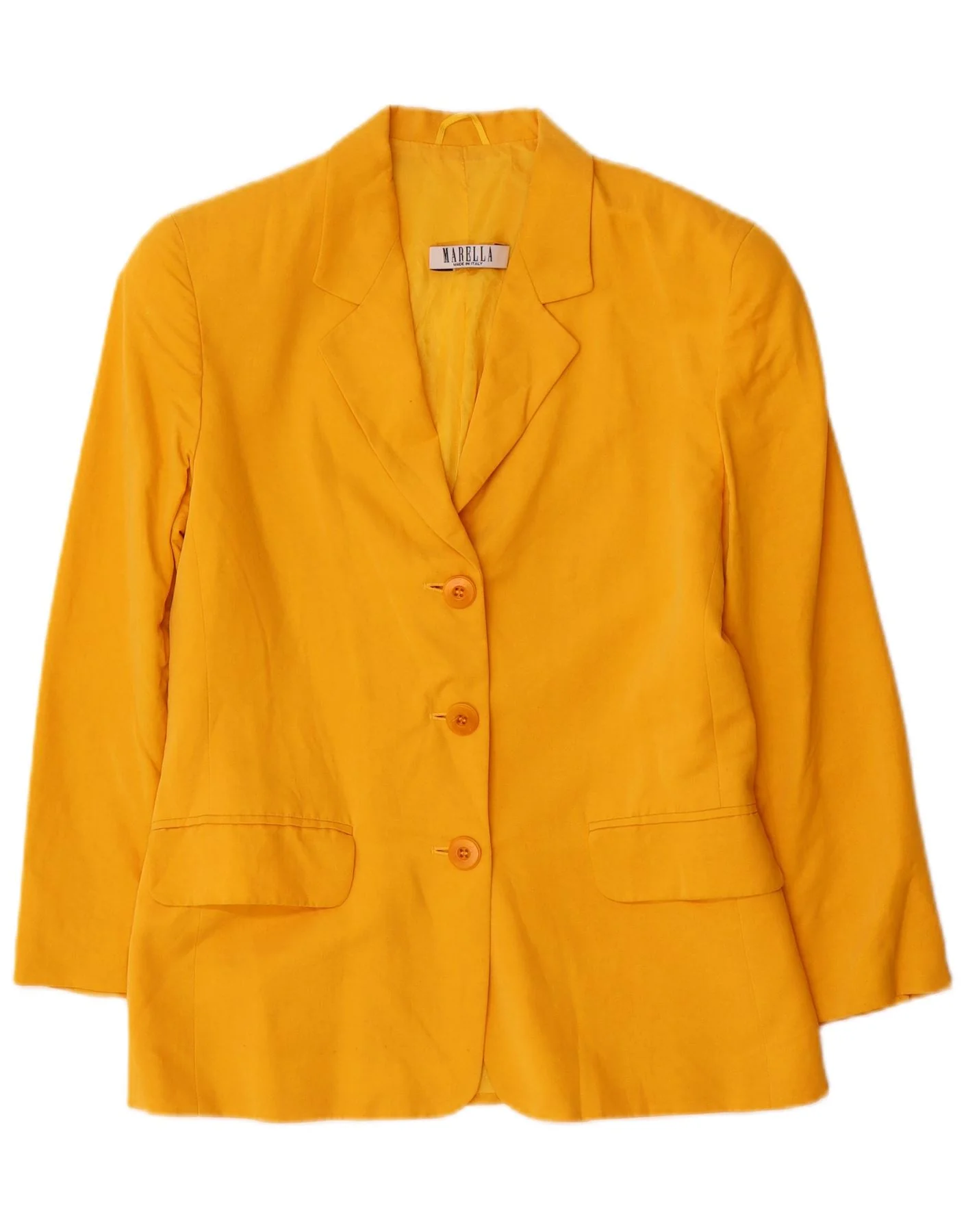 Marella Womens 3 Button Blazer Jacket UK 10 Small Yellow Viscose