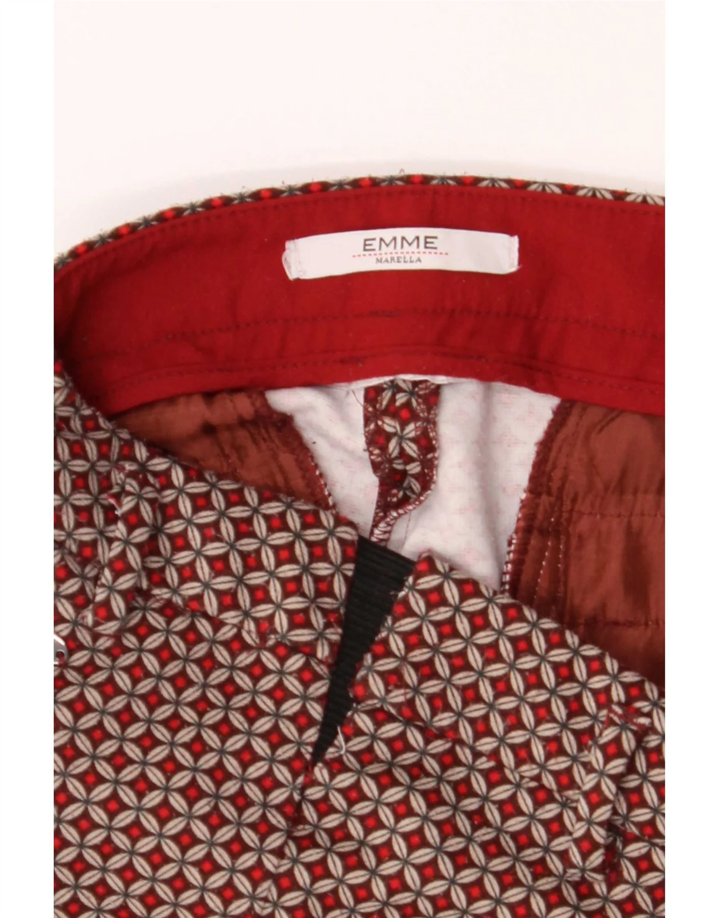 Marella Womens EMME Slim Chino Trousers W32 L31 Red Geometric - Image 3