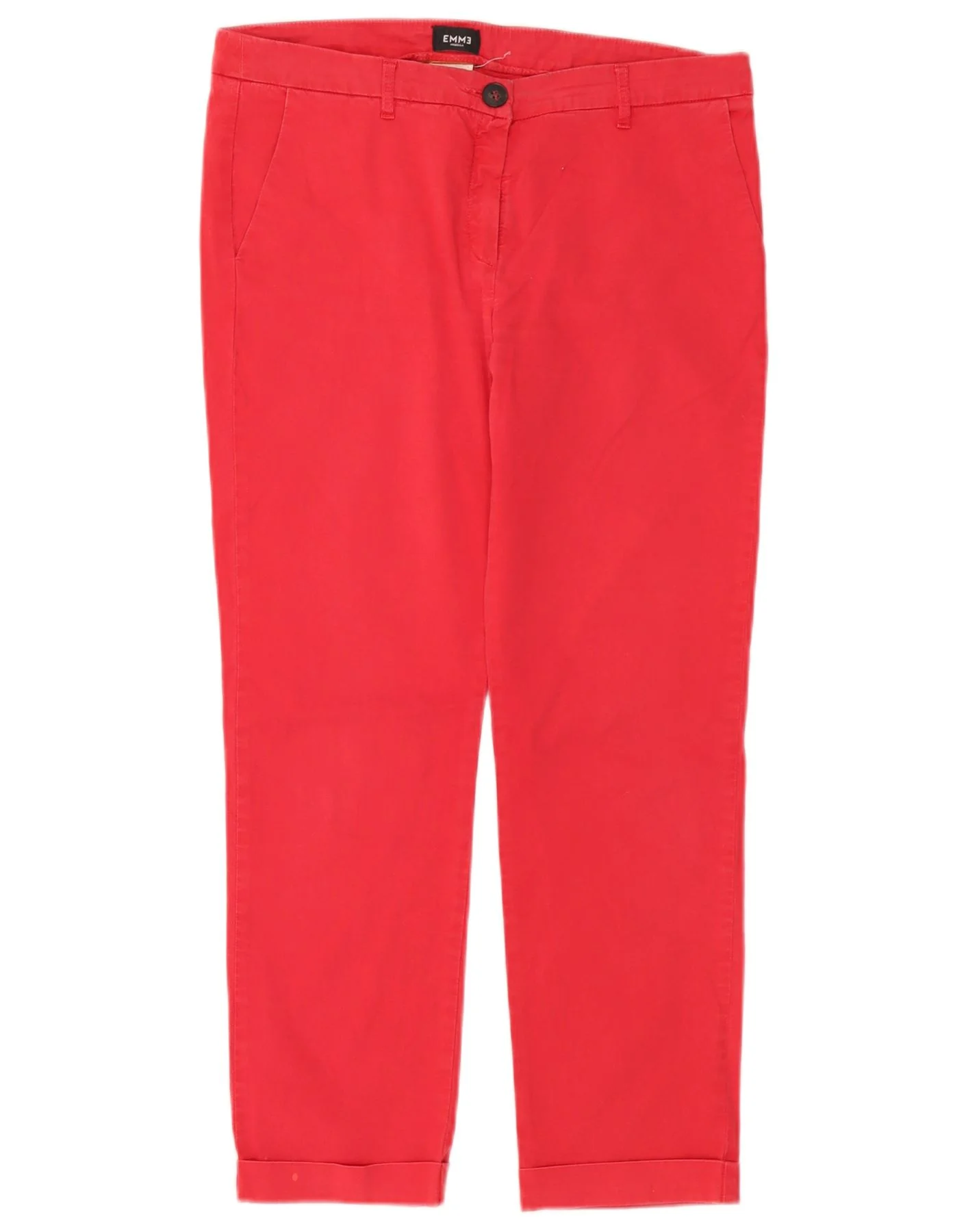Marella Womens EMME Straight Cropped Trousers UK 12 Medium W32 L26 Red