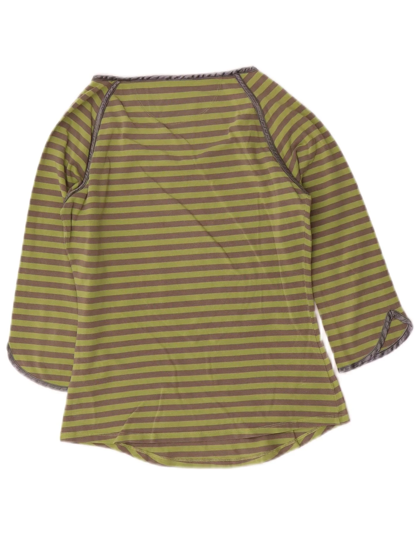 Marella Womens Top 3/4 Sleeve UK 10 Small Green Striped Cotton - Image 2