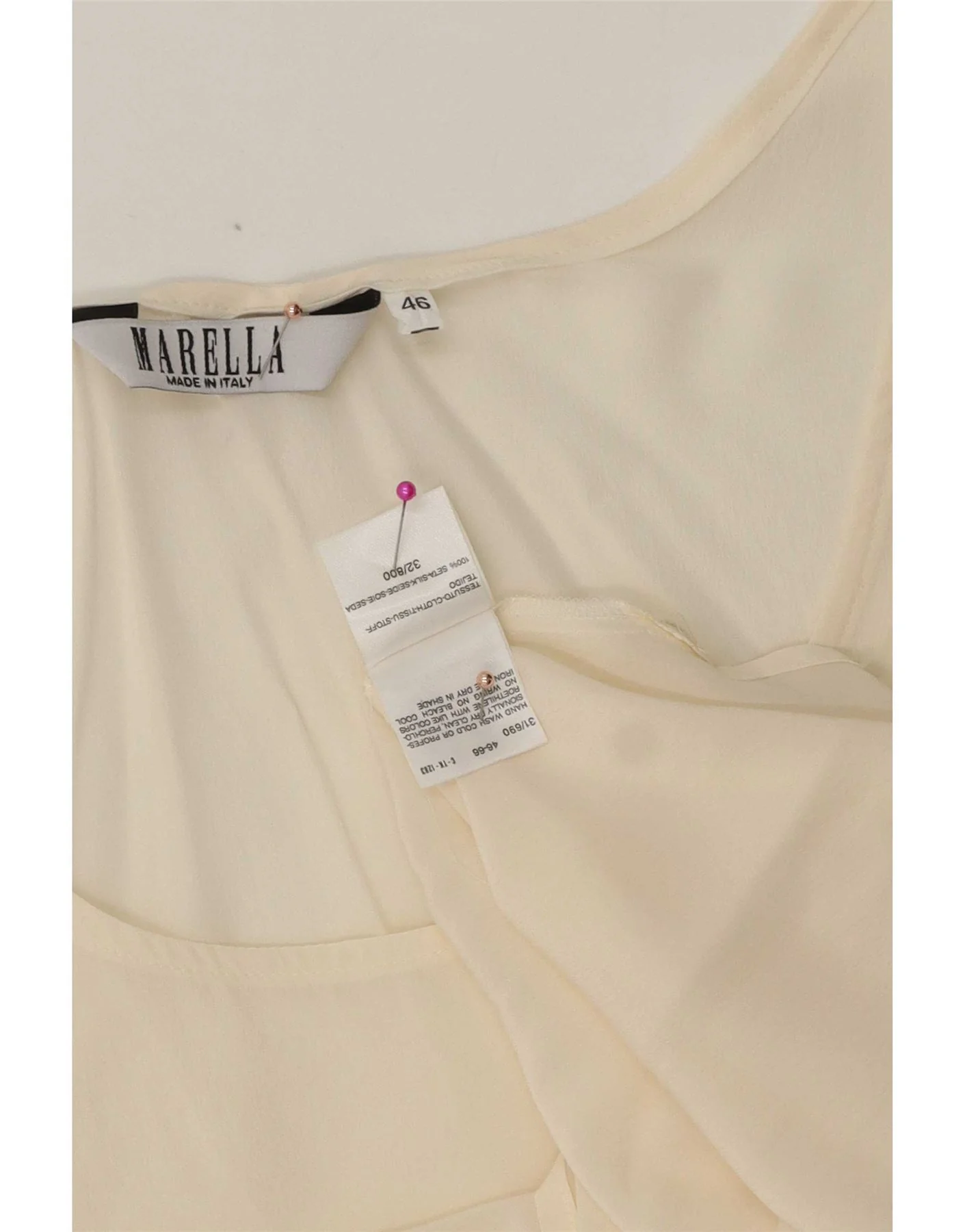 Marella Womens Vest Top IT 46 Large Off White Silk - Image 3