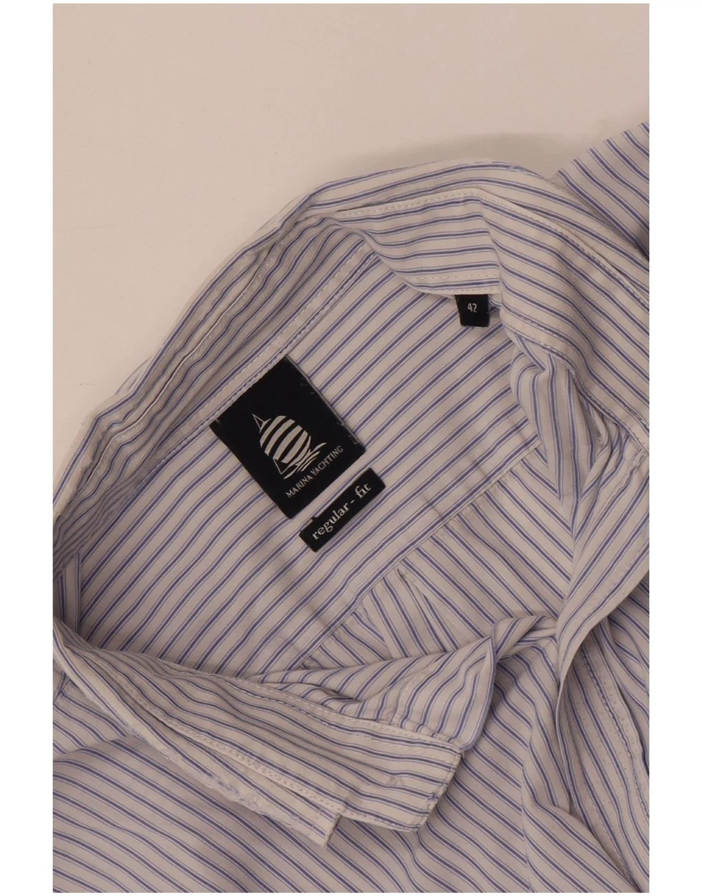 Marina Yachting Mens Regular Fit Shirt Size 42 Large Blue Striped - Image 3