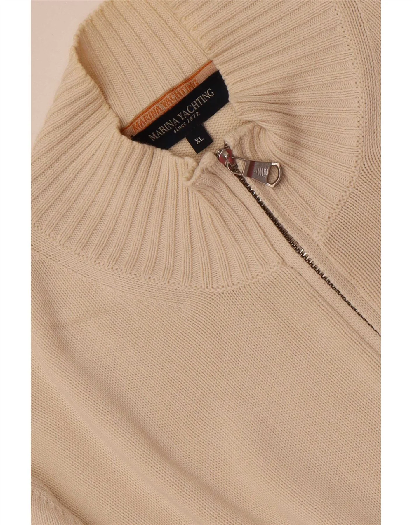Marina Yachting Mens Zip Neck Jumper Sweater XL Beige - Image 3