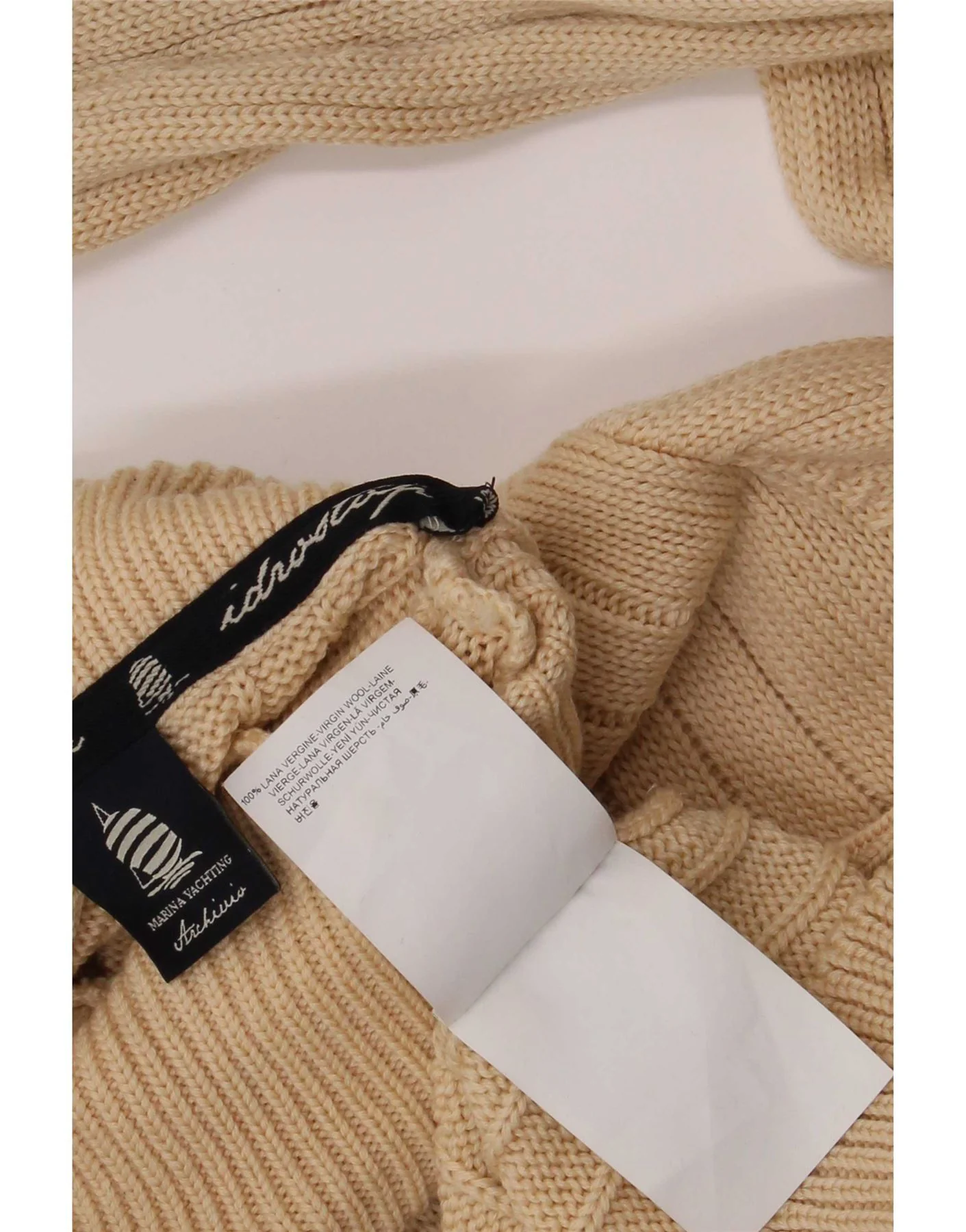 Marina Yachting Womens Roll Neck Jumper Sweater UK 20 2XL Beige Virgin Wool - Image 5