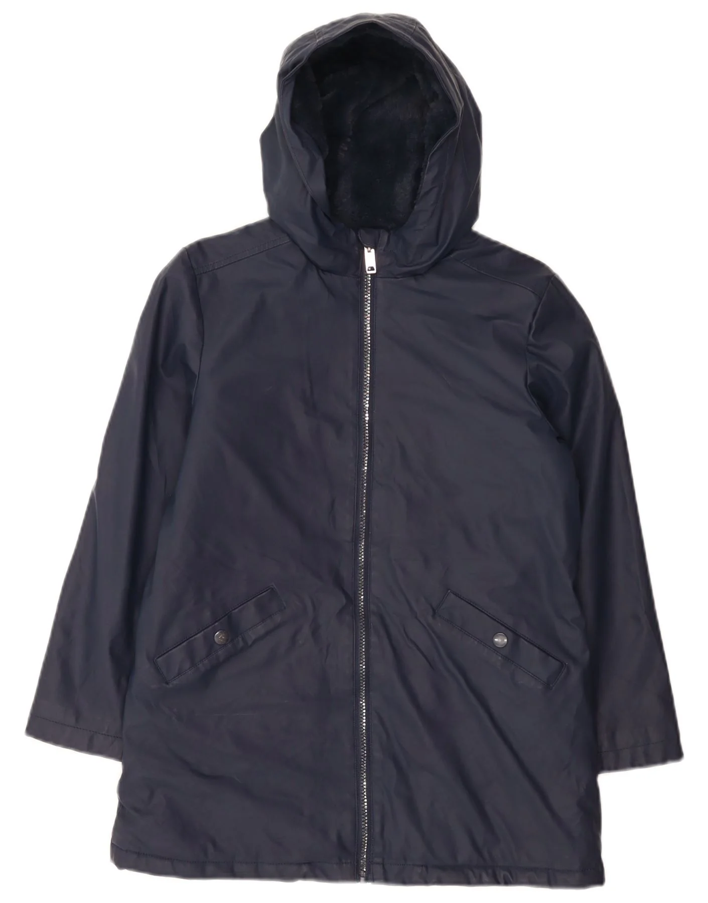 Marks & Spencer Boys Hooded Sherpa Jacket 10-11 Years Navy Blue