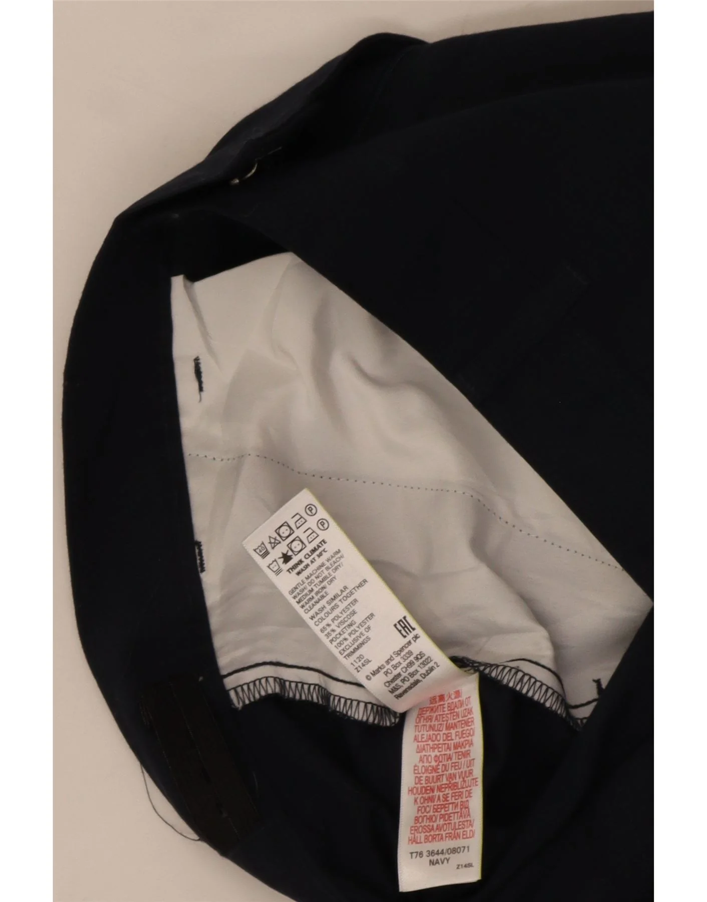 Marks & Spencer Boys Slim Chino Trousers 12-13 Years W29 L27 Navy Blue - Image 3